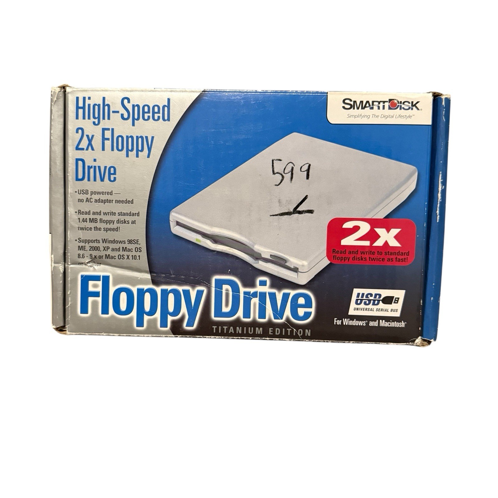 External USB Powered 2x Floppy Drive SmartDisk FDUSB-TM2 Mitsumi D353FUE | New