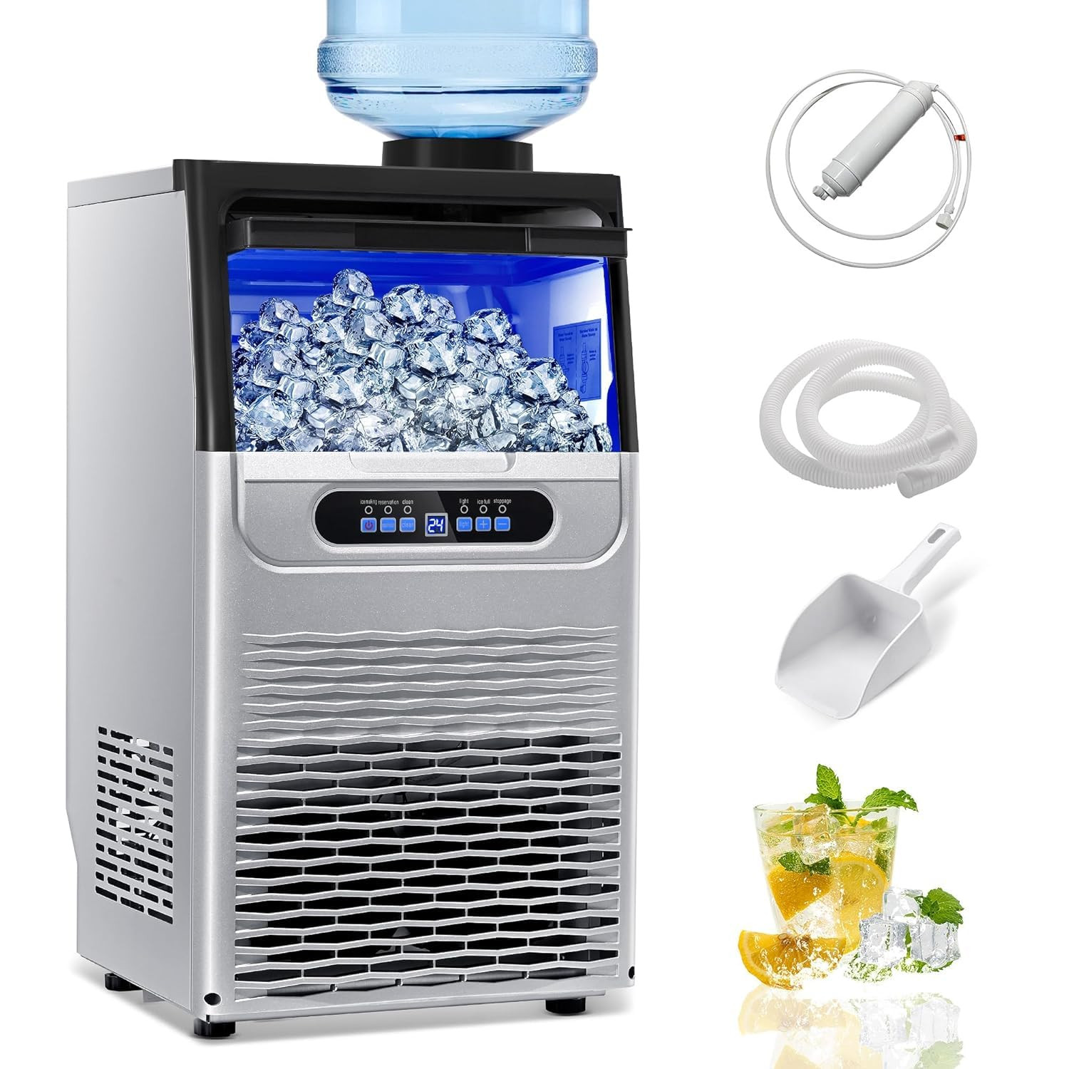 100LBS/24H Commercial Ice Maker Machine for Home Bar Restaurant