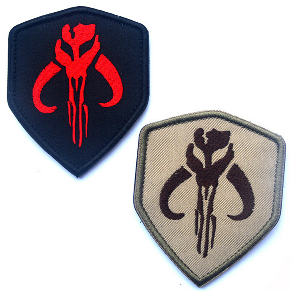 2 PCS STAR WARS BOBA FETT MANDALORIAN BANTHA SKULL USA ARMY TACTICAL 3D PATCH