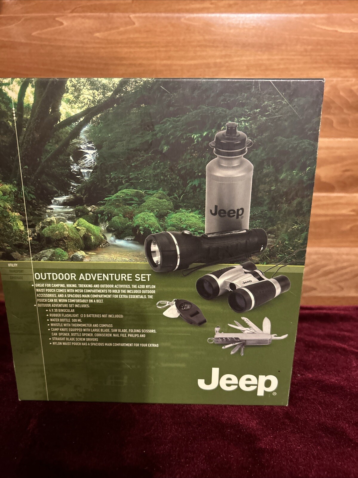7 piece outdoor adventure set ( binoculars flashlight  +4 more items New