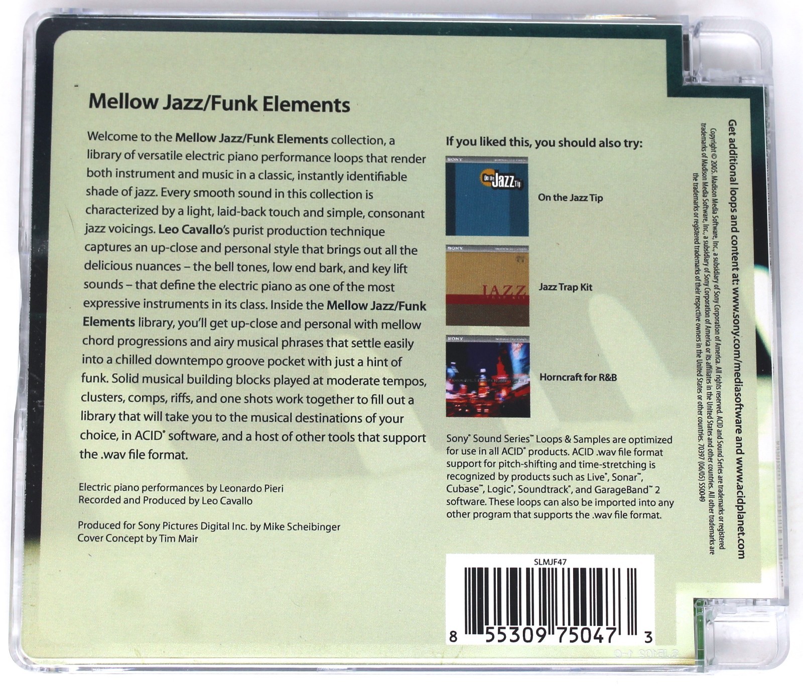 Sony Sound Series EP Mellow Jazz Funk Elements Loops For Acid Sampling CD