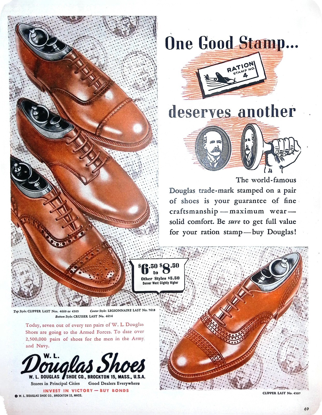Douglas Shoes Print Advertisement from 1944