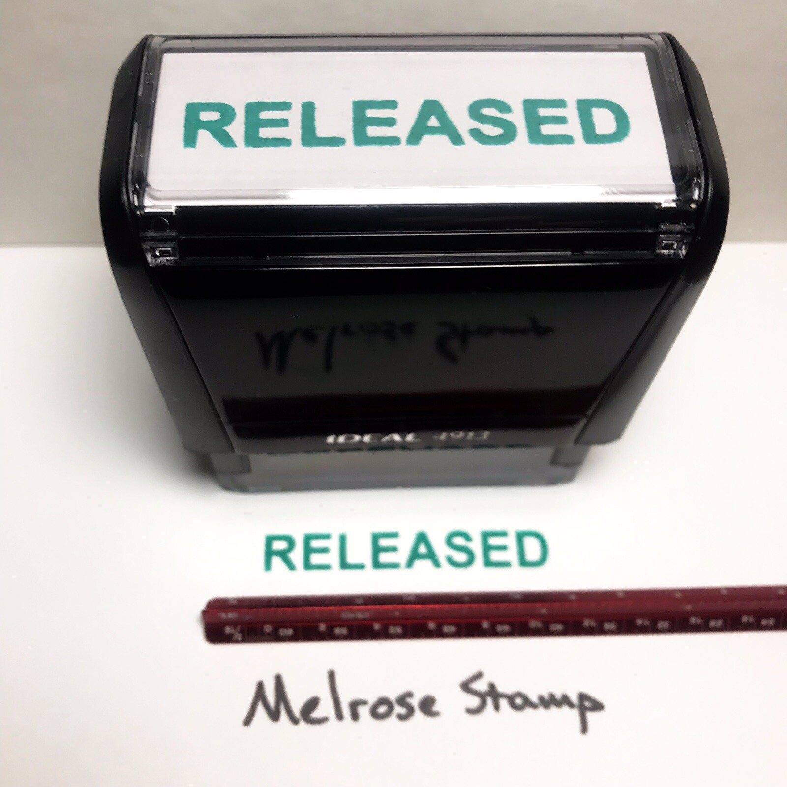 Released Rubber Stamp Green Ink Self Inking Ideal 4913