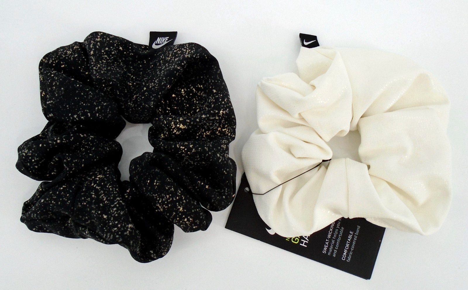 Nike Gathered Ponytail Hair Ties 2 Pack Adult Large Foil Sail/Black/Gold