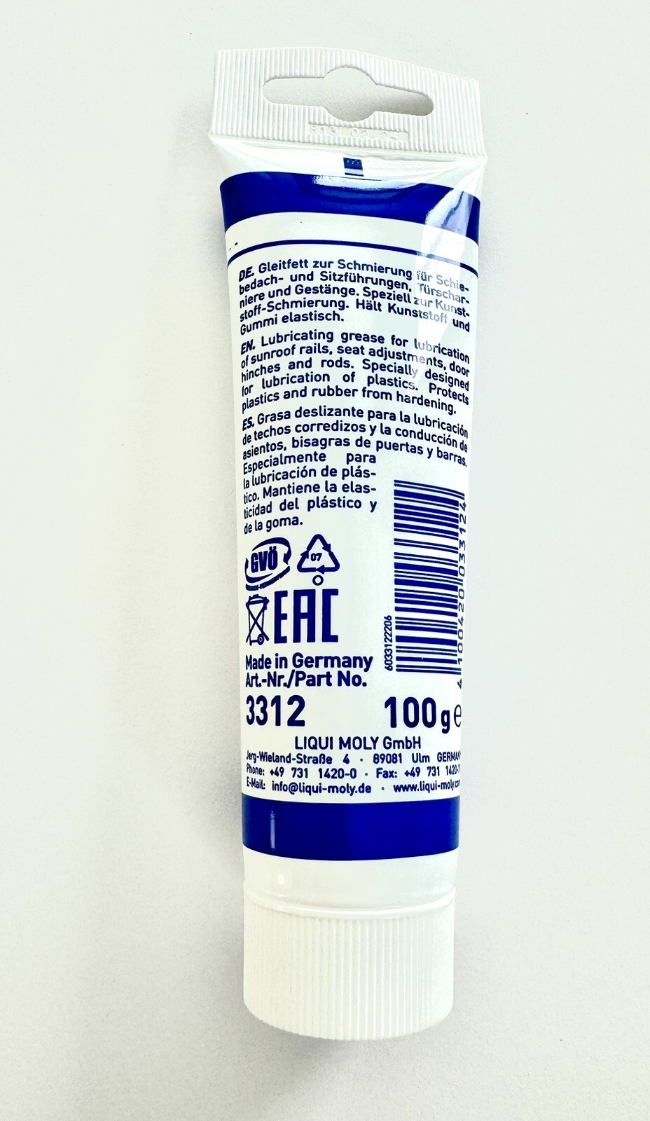 LIQUI MOLY SUNROOF -SILICON GREASE- FETT TRANSPARENT 3312