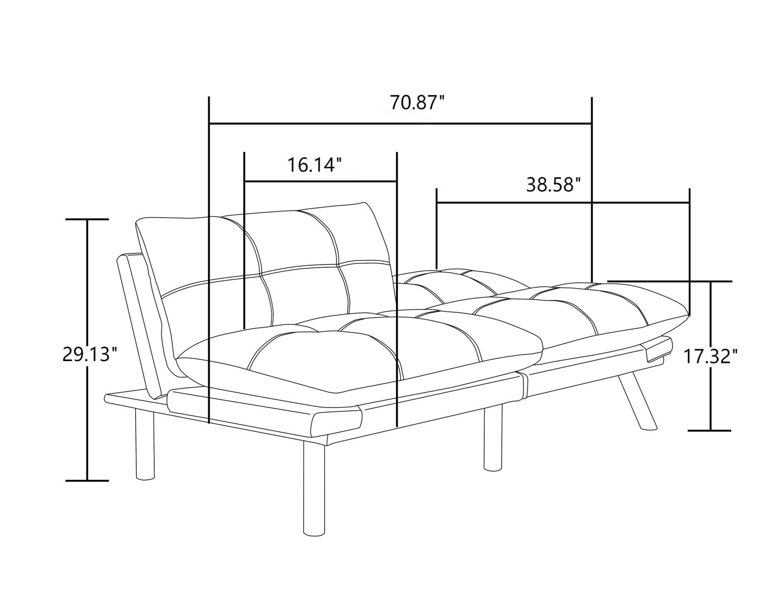 Black Convertible Folding Modern Sofa Bed Fit Small Apartment or Room Well