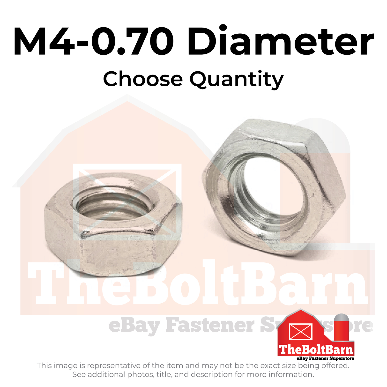 M4-0.7 A2-70 Stainless Steel Hex Jam Nuts (Pick Quantity)