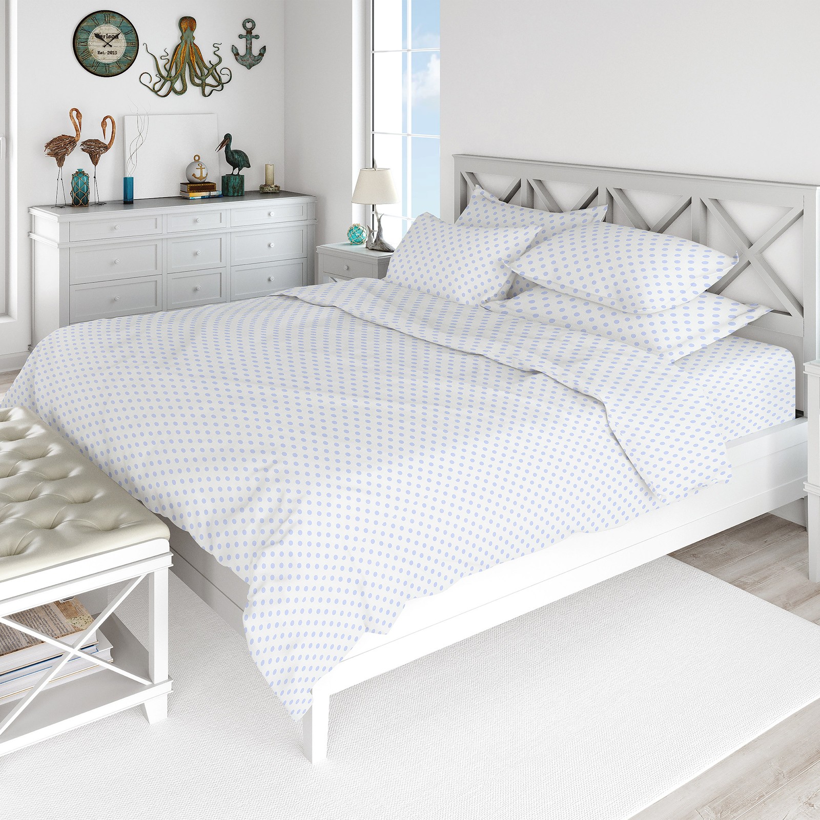 Swiss Collection Sheet Set  Double Light Blue