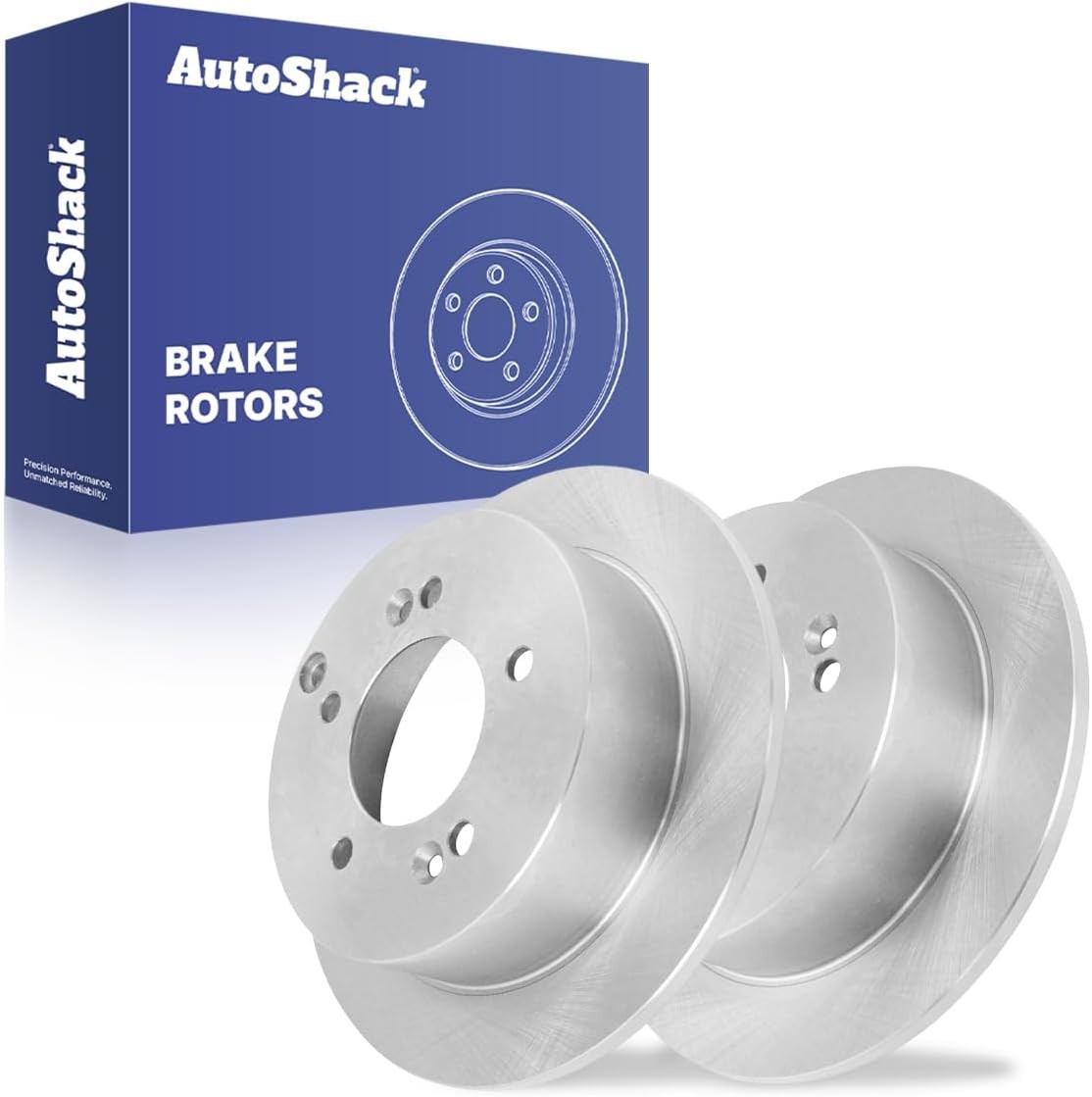 AutoShack Rear Solid Brake Rotors 2-PC Set Replacement for 2005-2010 Hyundai Son