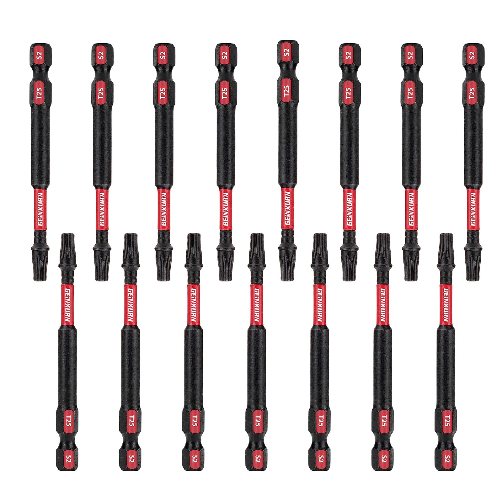 GEINXURN 15Pieces T25 3 In. Impact Tough Magnetic #25 Torx 3INCH-T25-15PC