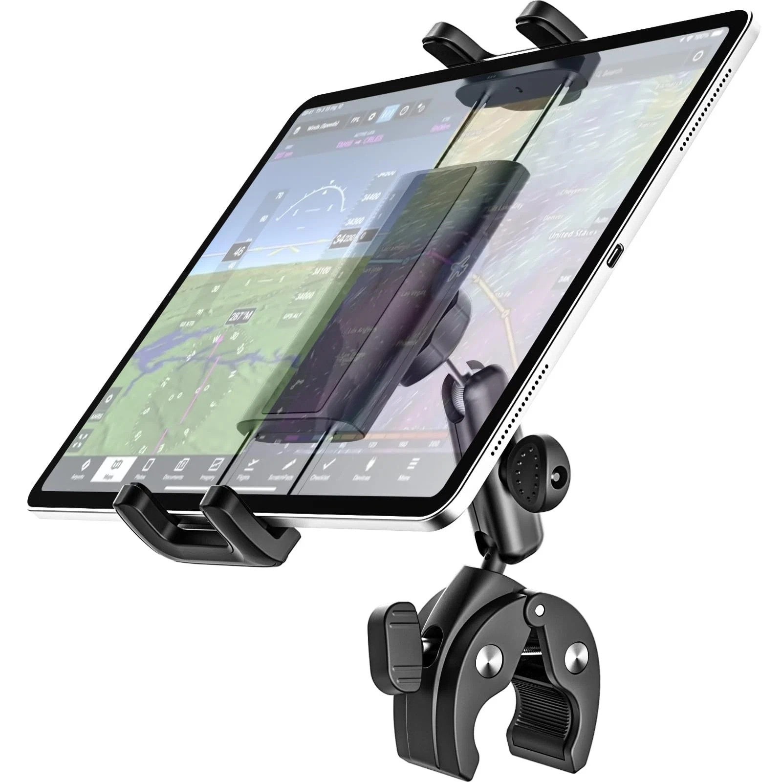 Dosvsi Tablet Yoke Mount, iPad Yoke Clamp Mount for Aircraft, 360° Adjustable