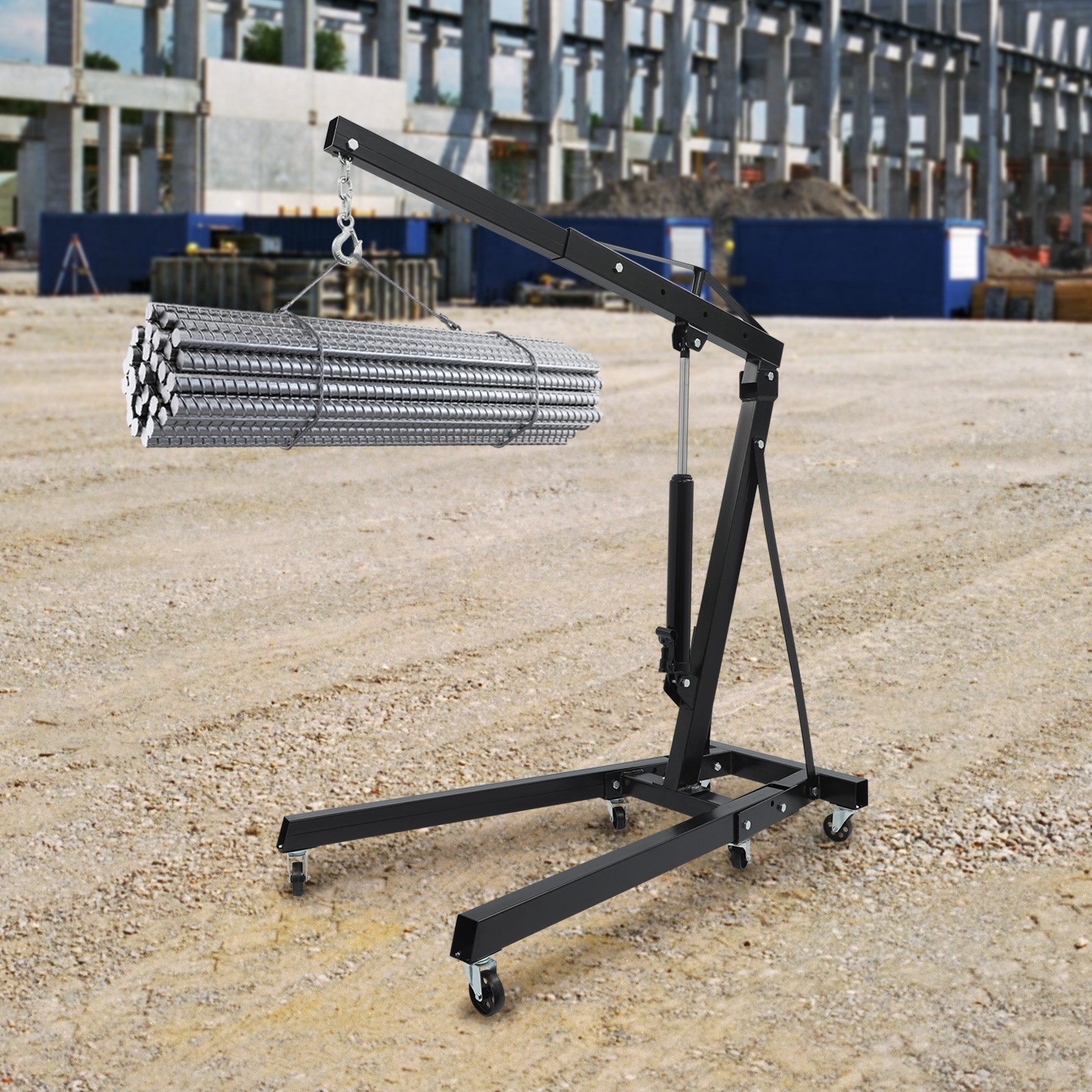 2 Ton 4400LB Engine Motor Hoist Cherry Picker Shop Crane Lift Black Foldable