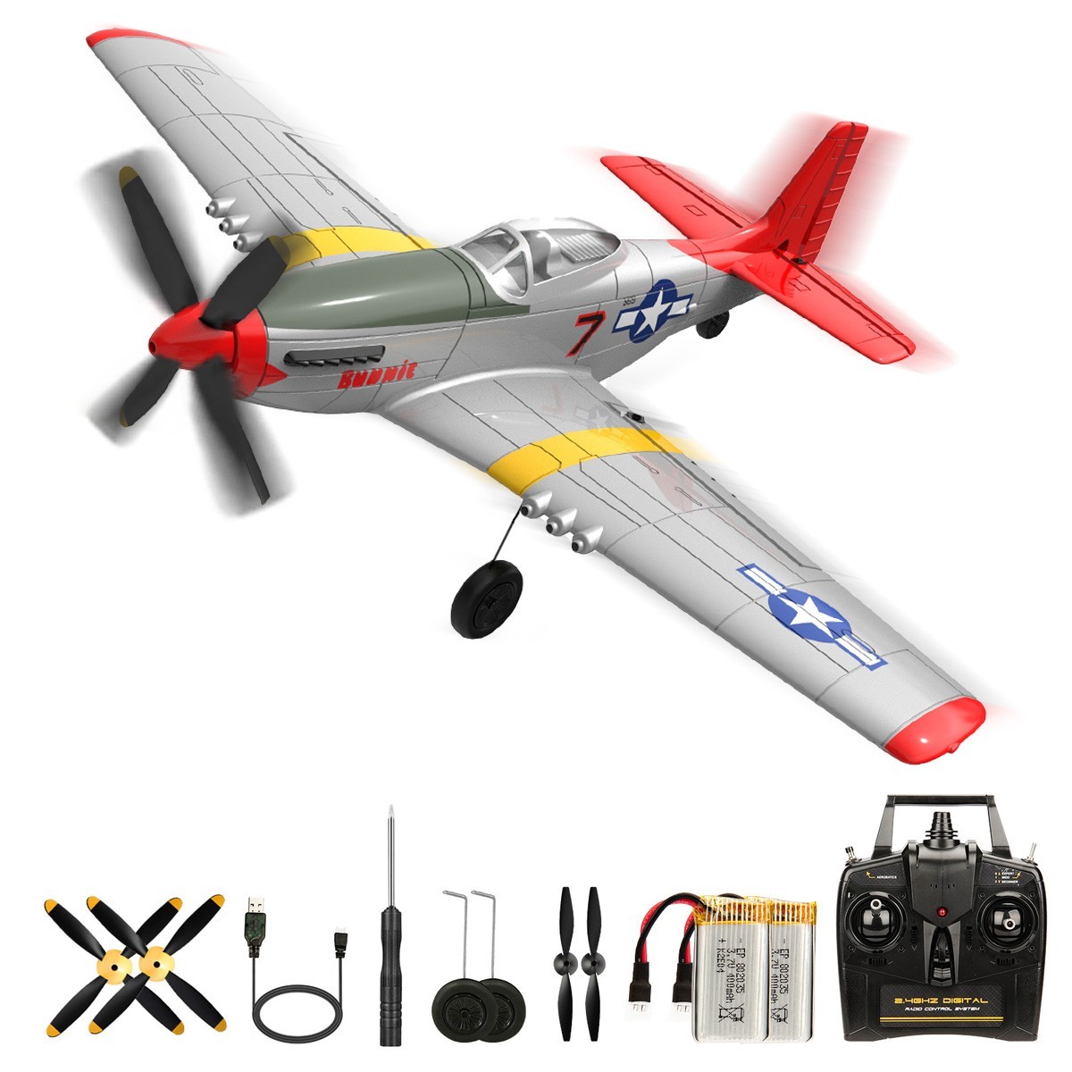 VOLANTEX P51 Mustang 2.4G 4CH 6-Axis RC Plane Aerobatics RTF Brushless Motor Toy