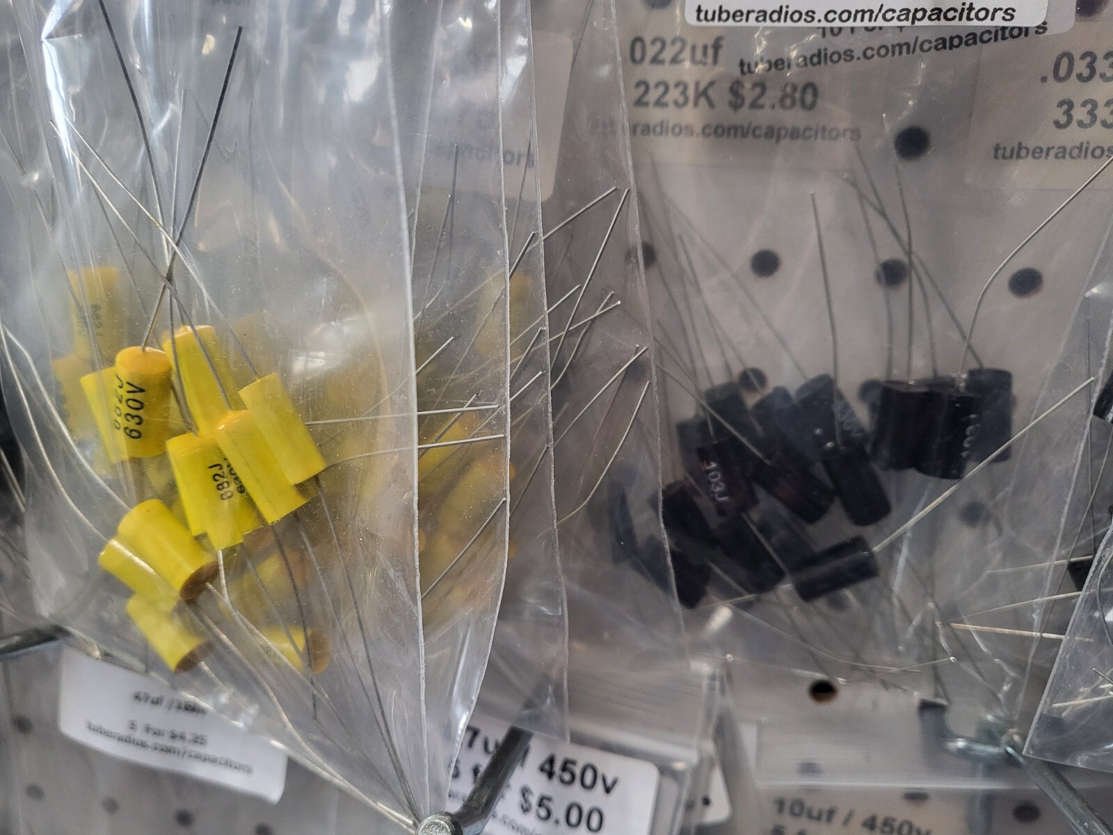 Bag of 25 Axial Film 2in leads 630V Capacitors .001uf to 1uf -Select your value.