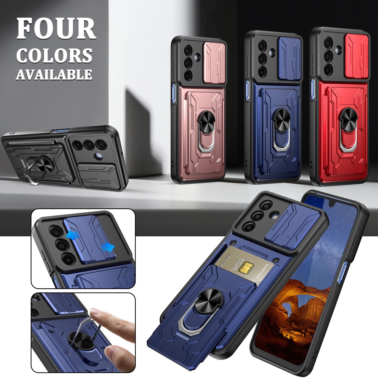 With Ring Holder and Hidden Card Slot Wallet Cover-Samsung Galaxy A17A15 5G Case