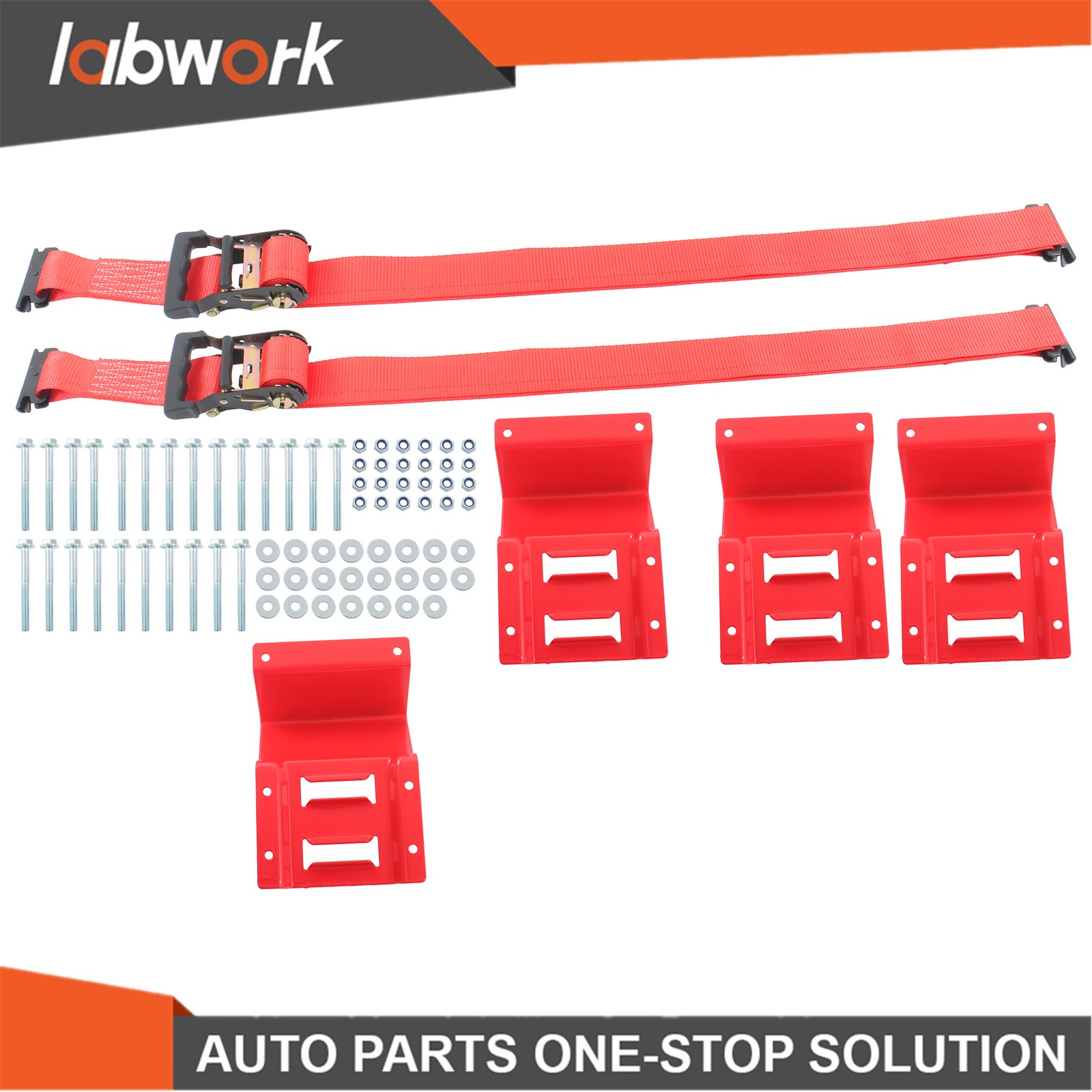 Labwork Tie Down Kit (2) Heavy Duty Trailer Tire Ratchet Straps (4) Wheel Chocks