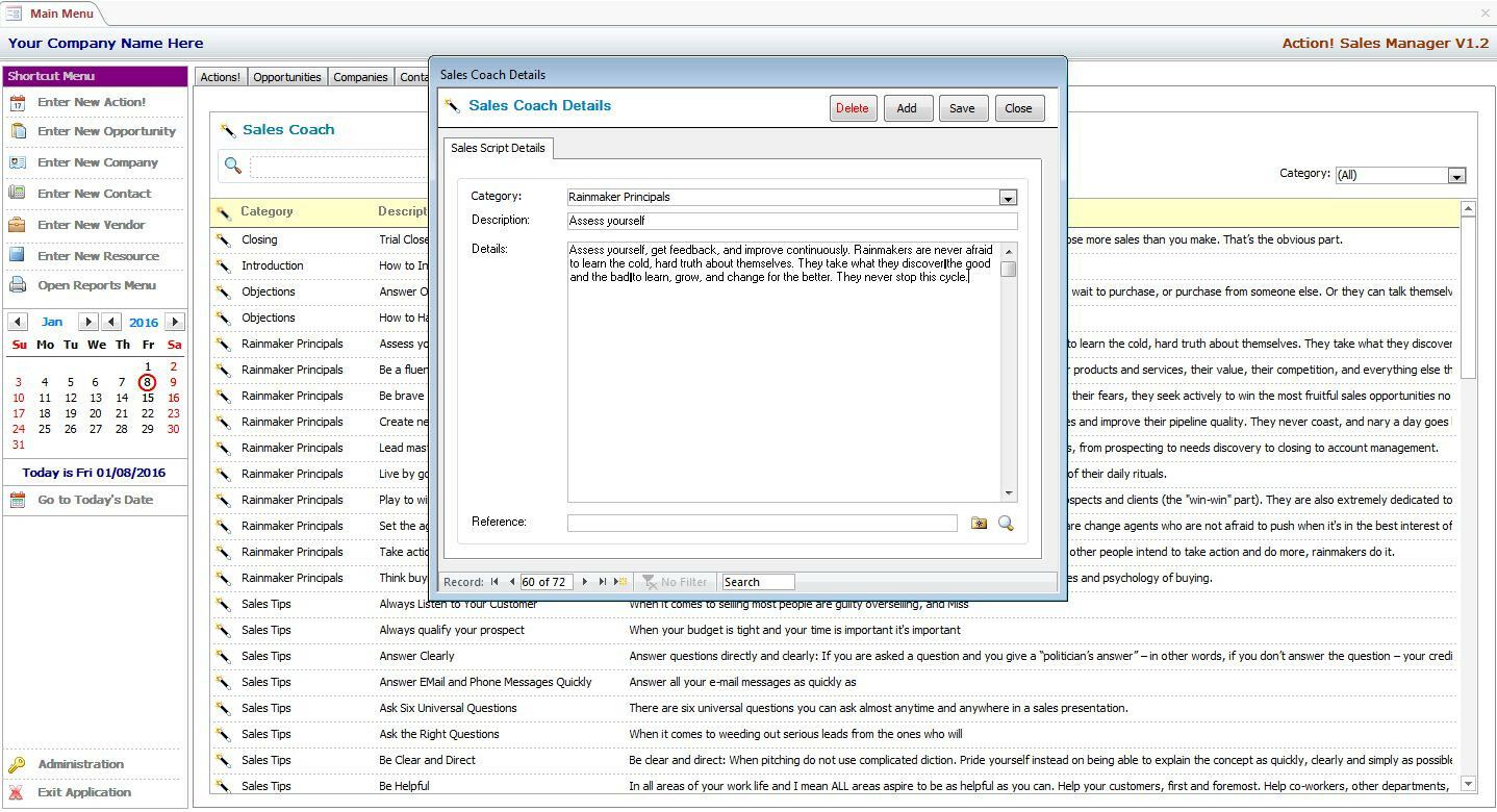 MS Access Based Sales Manager CRM Software - Use As-Is or Customizable