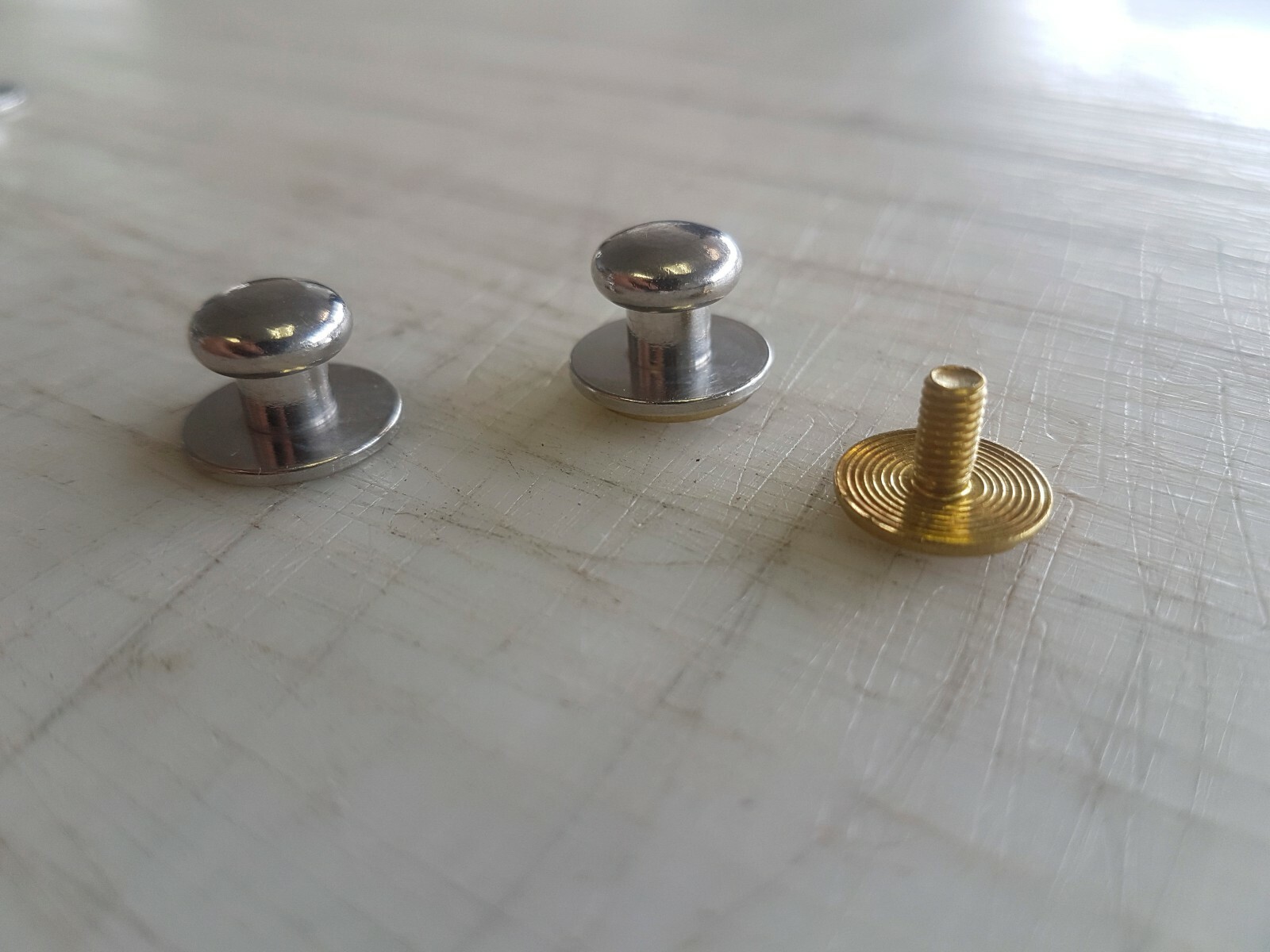 12-Pack Sam Browne Solid Brass Button Studs, Chicago Screw Nail Stud, Fastener