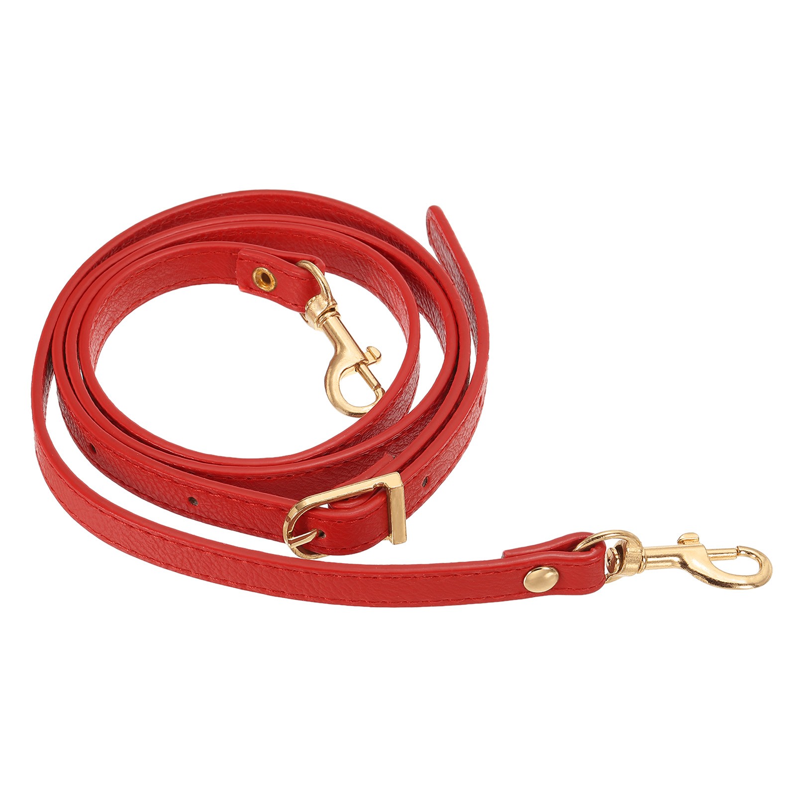 47 Inch Adjustable PU Leather Purse Strap with Gold Hardware, Red