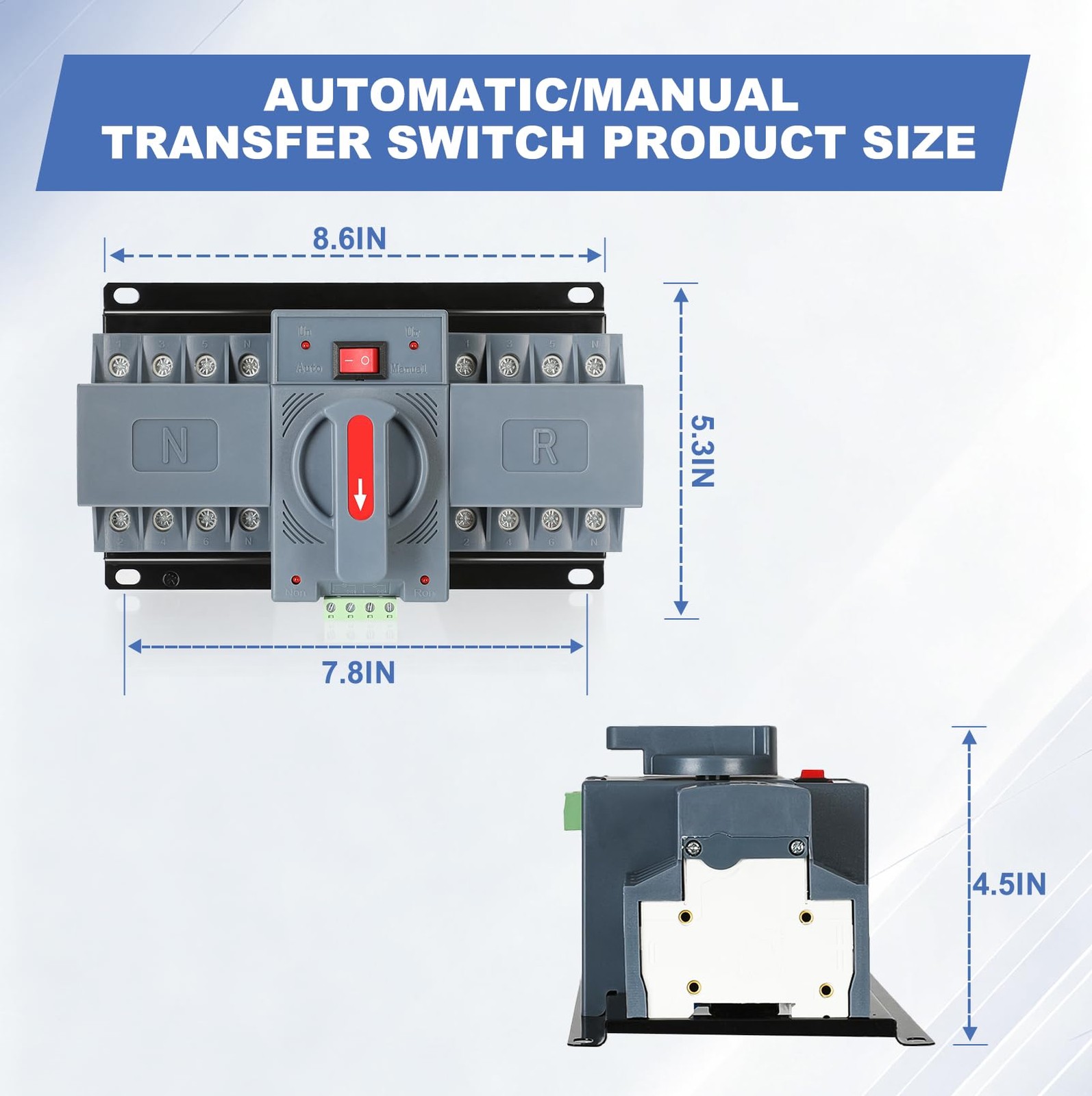 100Amp 220V AC Dual Power Automatic Transfer Switch, ATS 4P Manual...