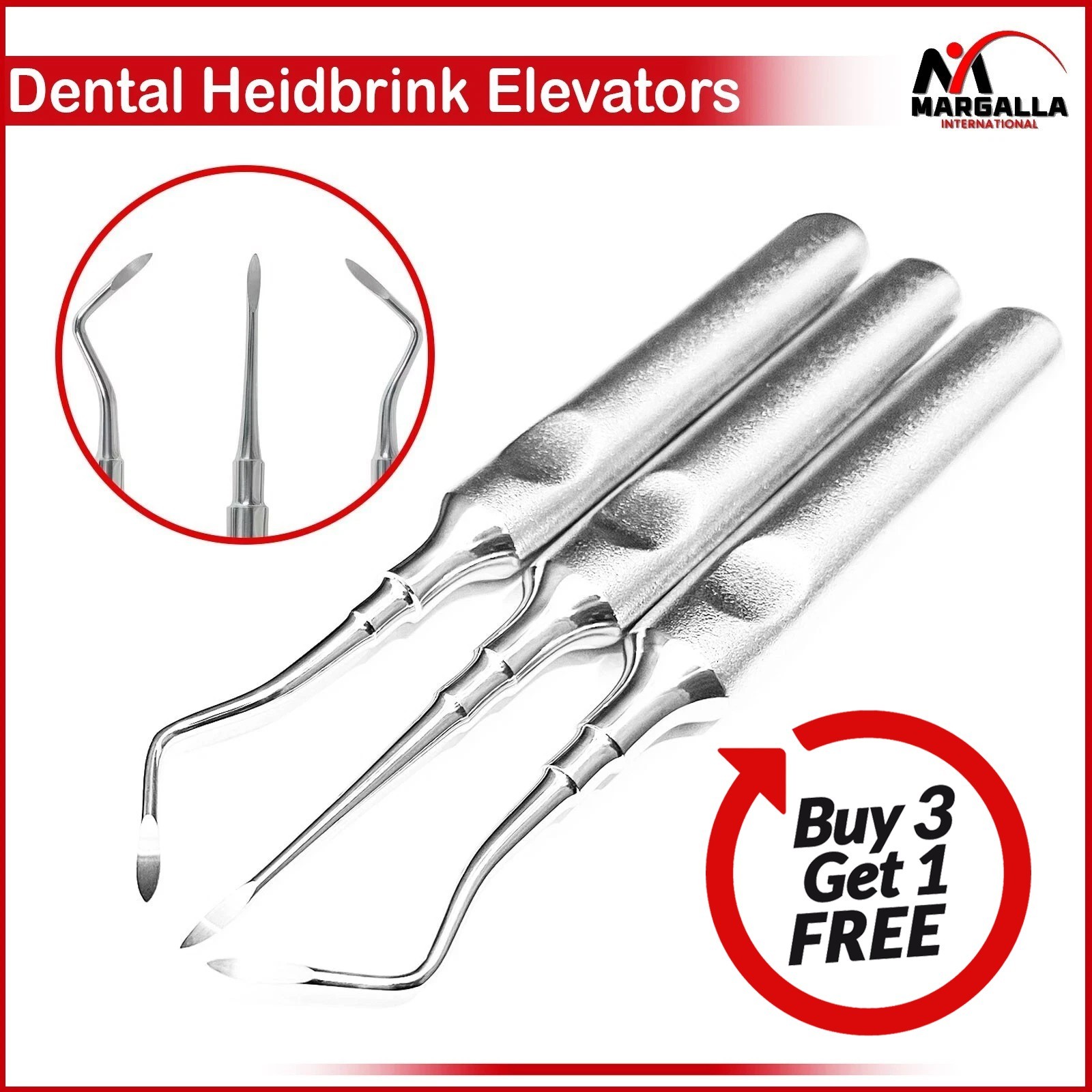 3 Pcs Dental Root Elevators HEIDBRINK Oral Surgery Luxating Root Picker Elevator