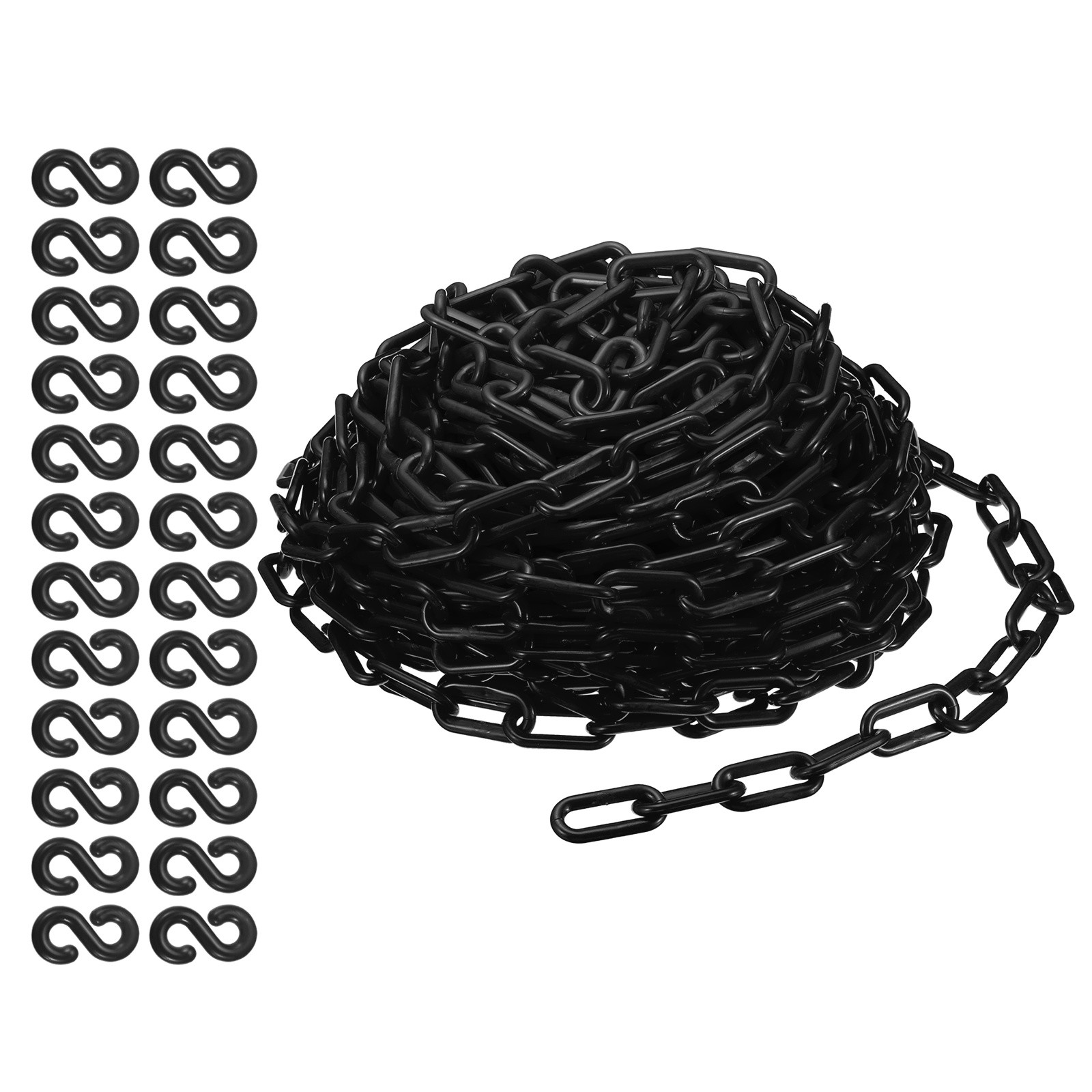 100 Ft Plastic Chain Links Hotel Crowd Control 2" Safety Barrier Chain Black