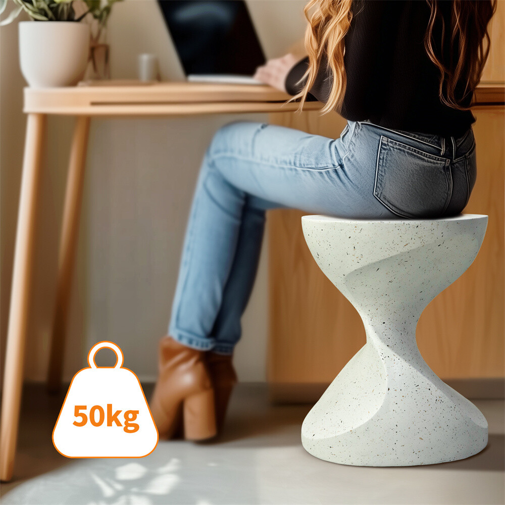 Outdoor Modern Lightweight Concrete Accent Table Side Table Gardens Stool White