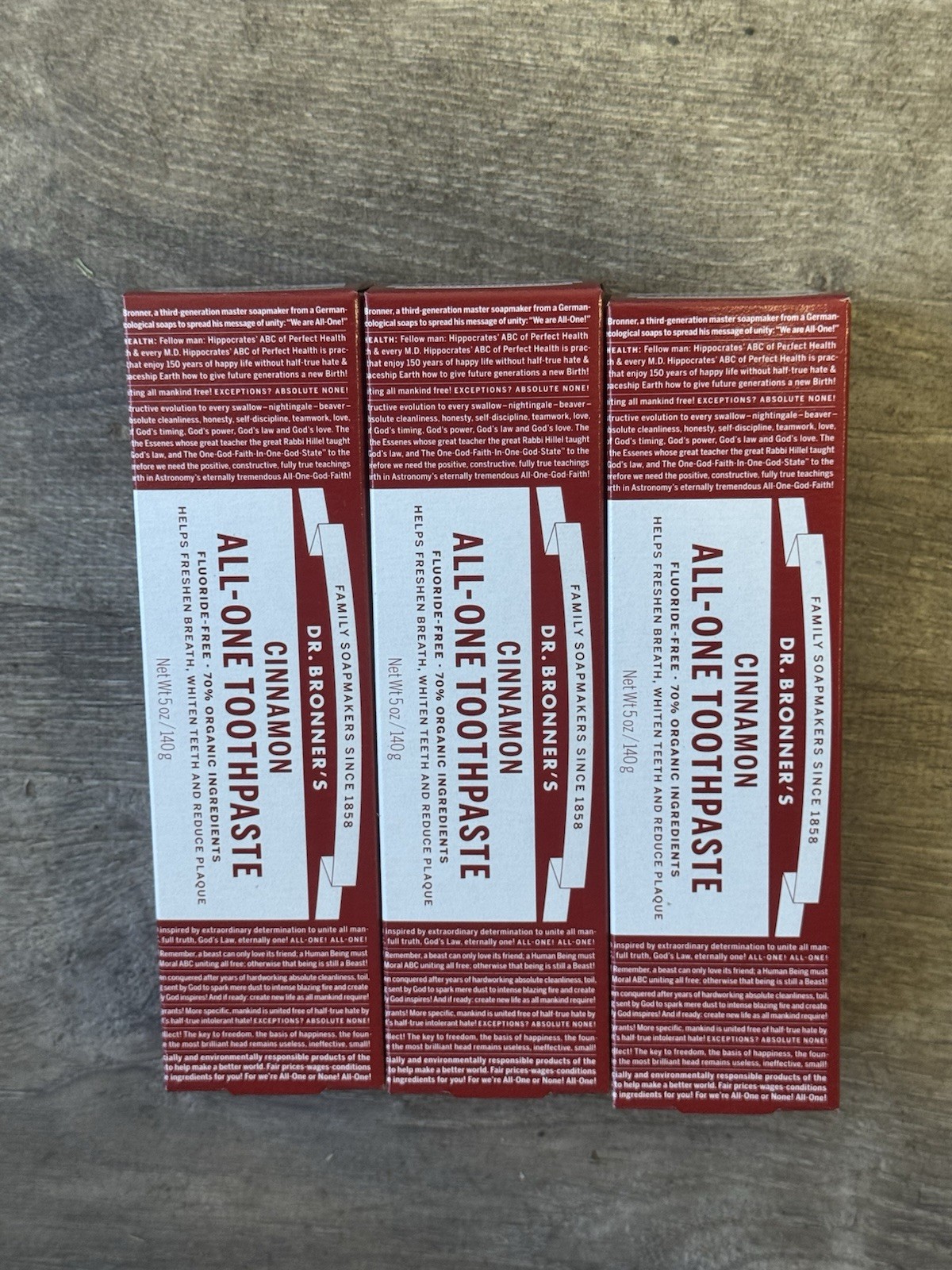 3 Pack! Dr Bronner's Cinnamon Organic All-One Toothpaste 5 oz. Fluoride Free