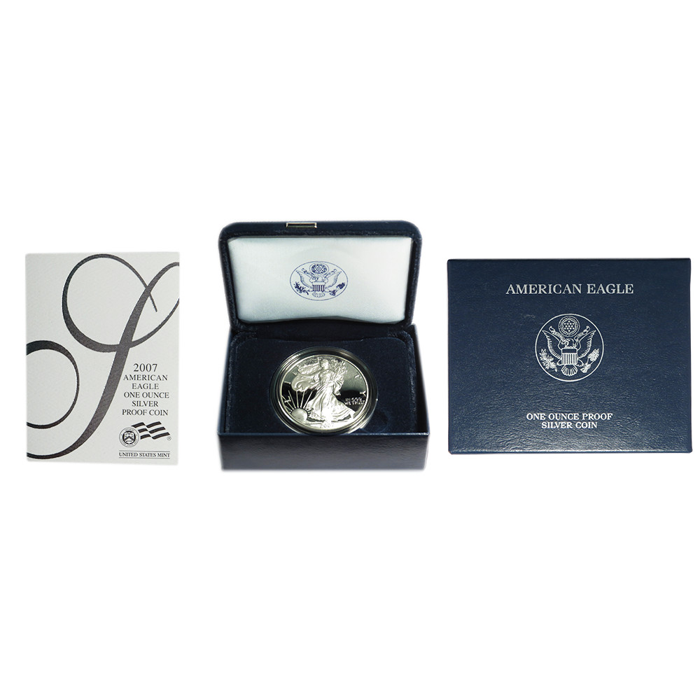 2007-W Proof $1 American Silver Eagle Box, OGP & COA