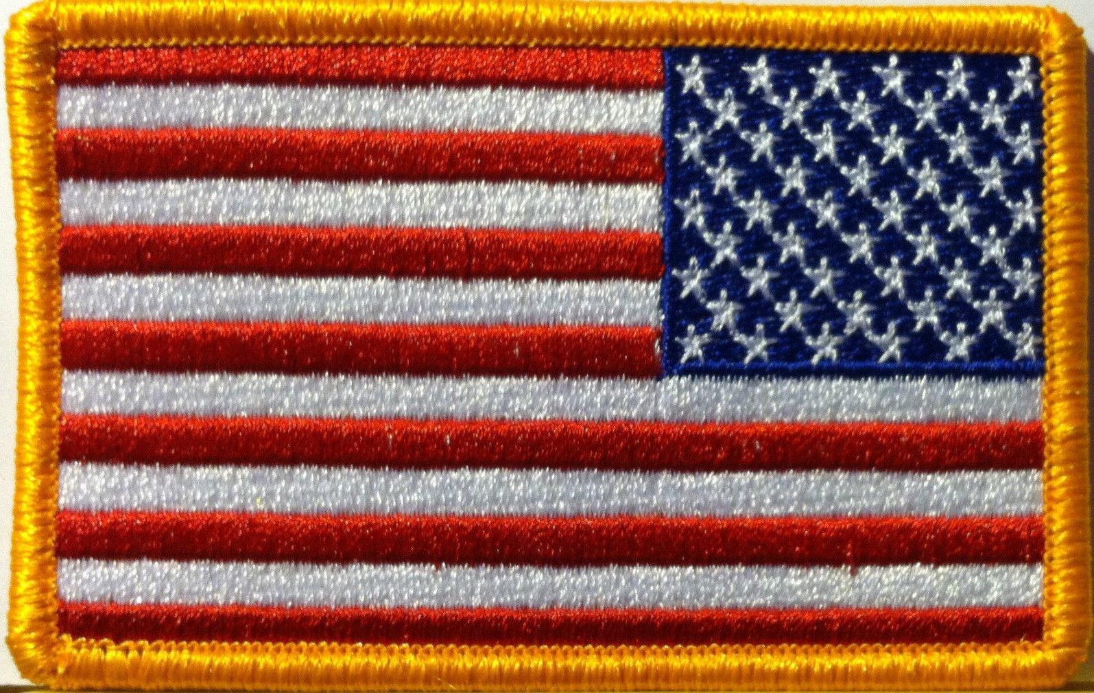 USA Flag   LEFT 3 X 2  Iron On Patch W/ VELCRO® Brand Fastener #14