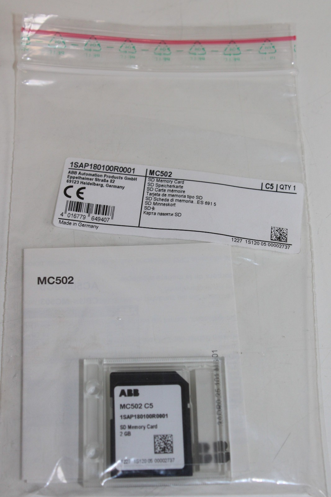 ABB MC502 C5 SD Memory Card 1SAP180100R0001 NEW