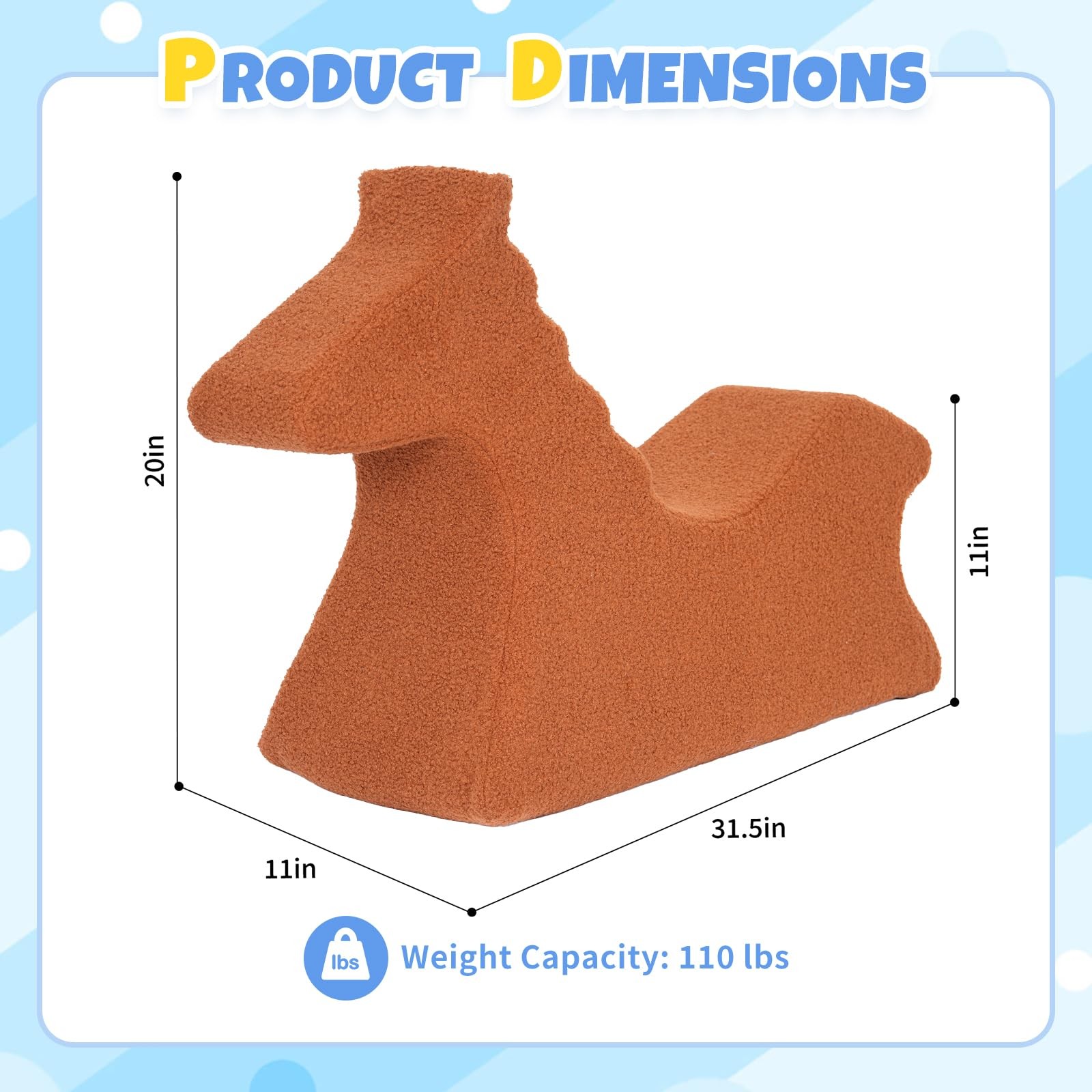 Horse Toddler Chair, Cute Animal-Shape Kids Comfy Chair for Playroom, Support...