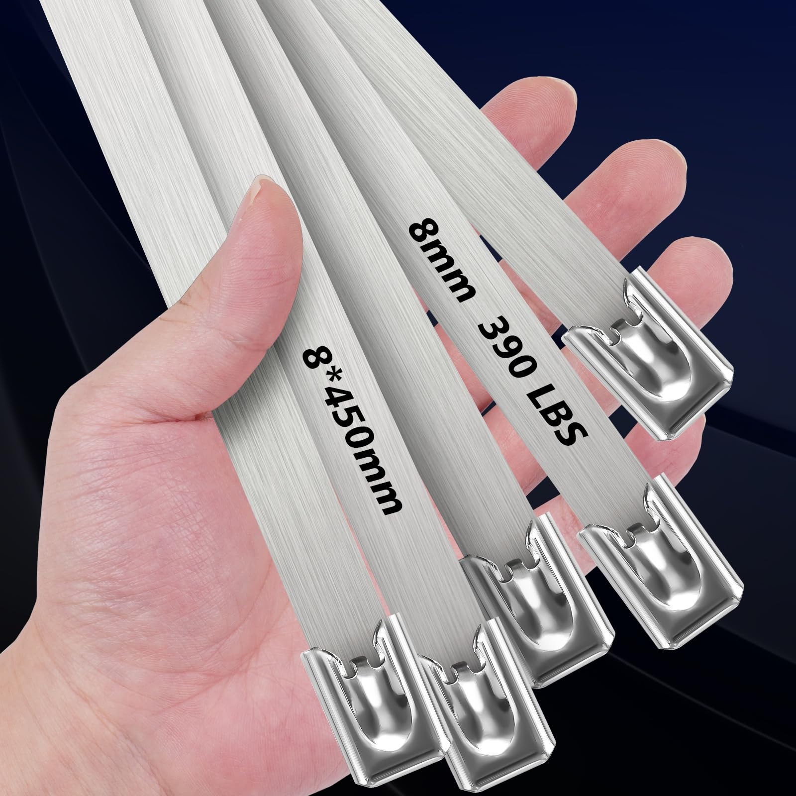 Metal Zip Ties Heavy Duty Outdoor, 18 Inch 80pcs, 390 Lb Wide Stainless Steel...