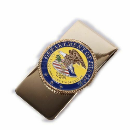 US Doj Department Of Justice Metal Money Clip Belt Badge Military Gift