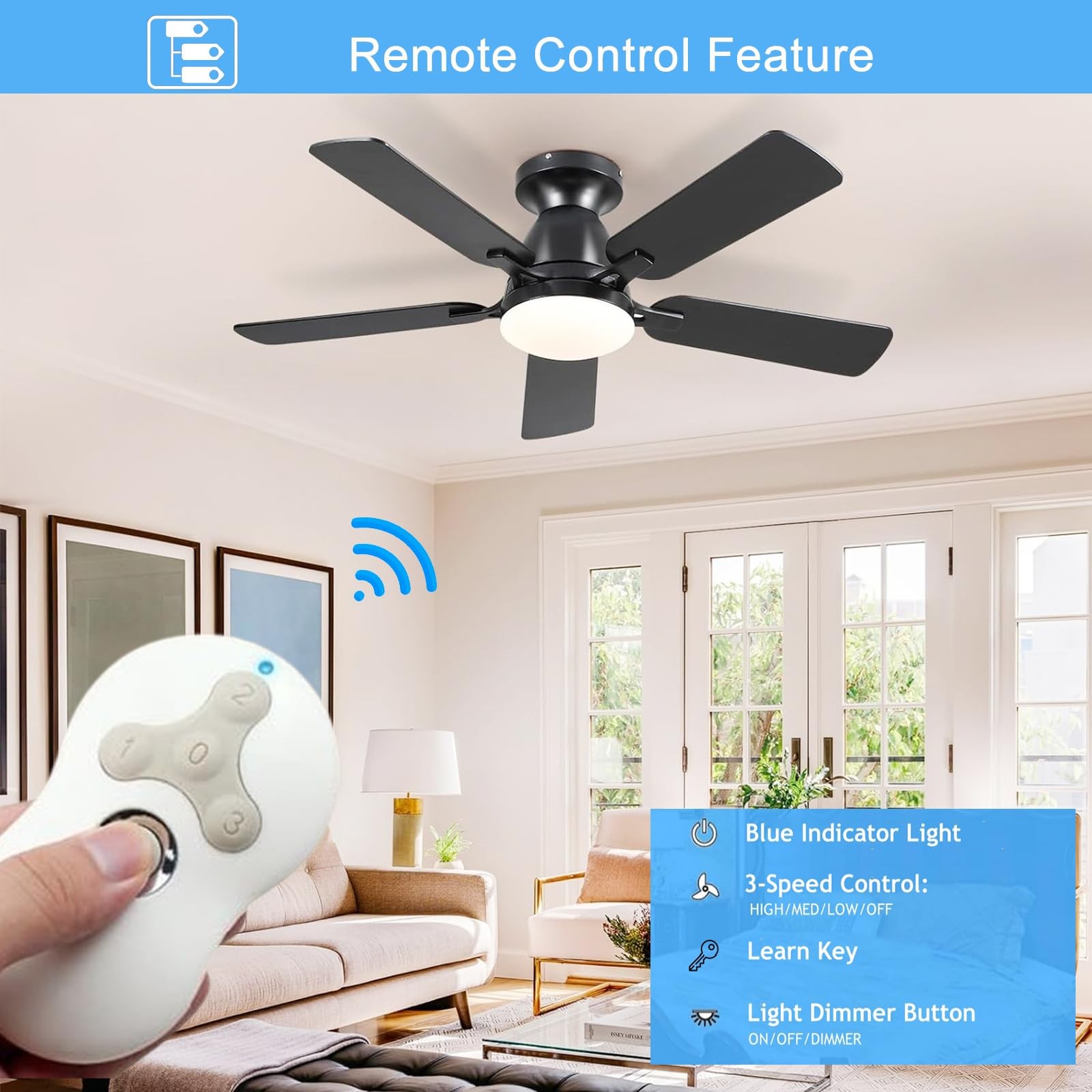 Replacement Remote for Hunter Ceiling Fan Remote Control 99122/99123, 3-Speed...