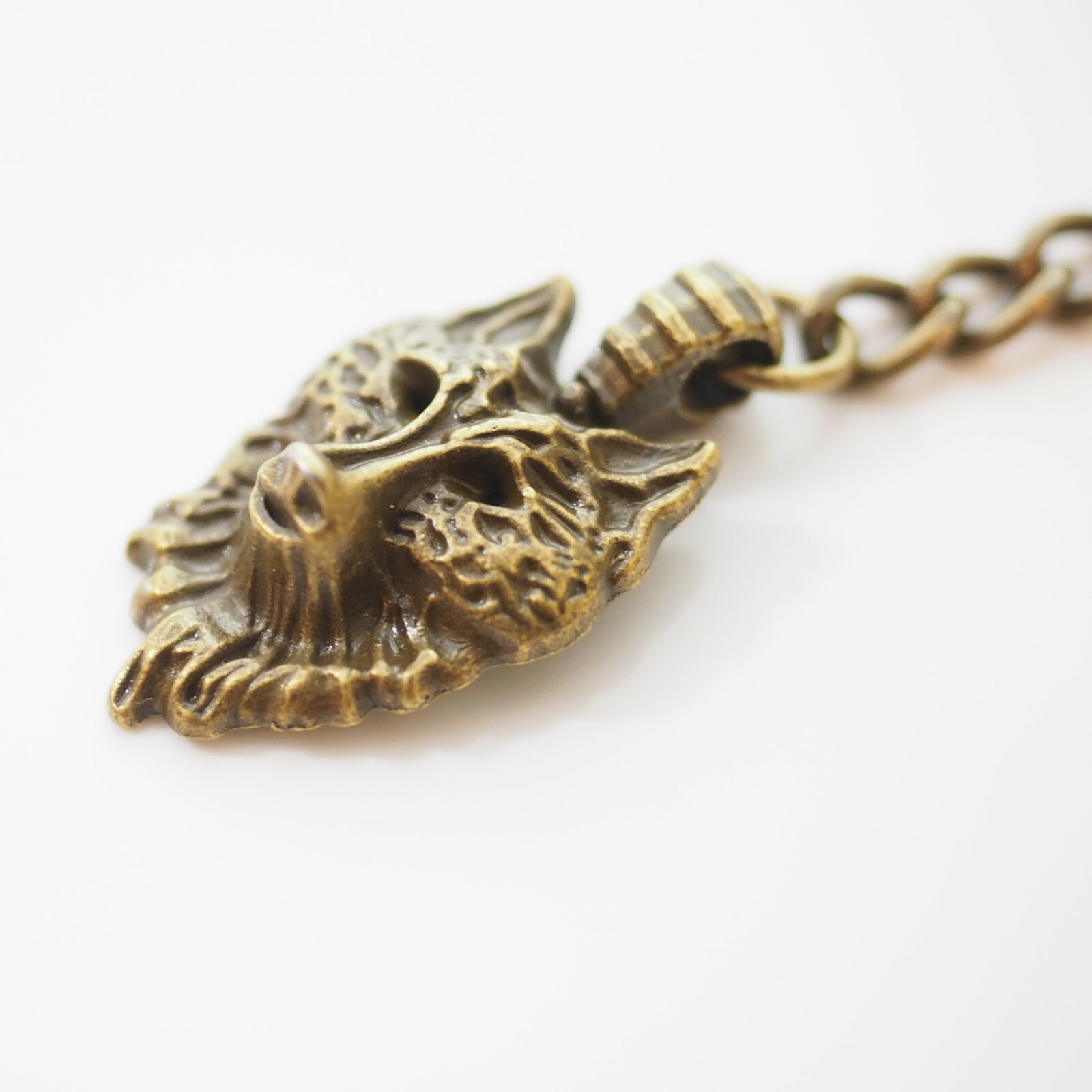 Vintage Wolf Head Bronze Pendant Keychain Gift Key Chain