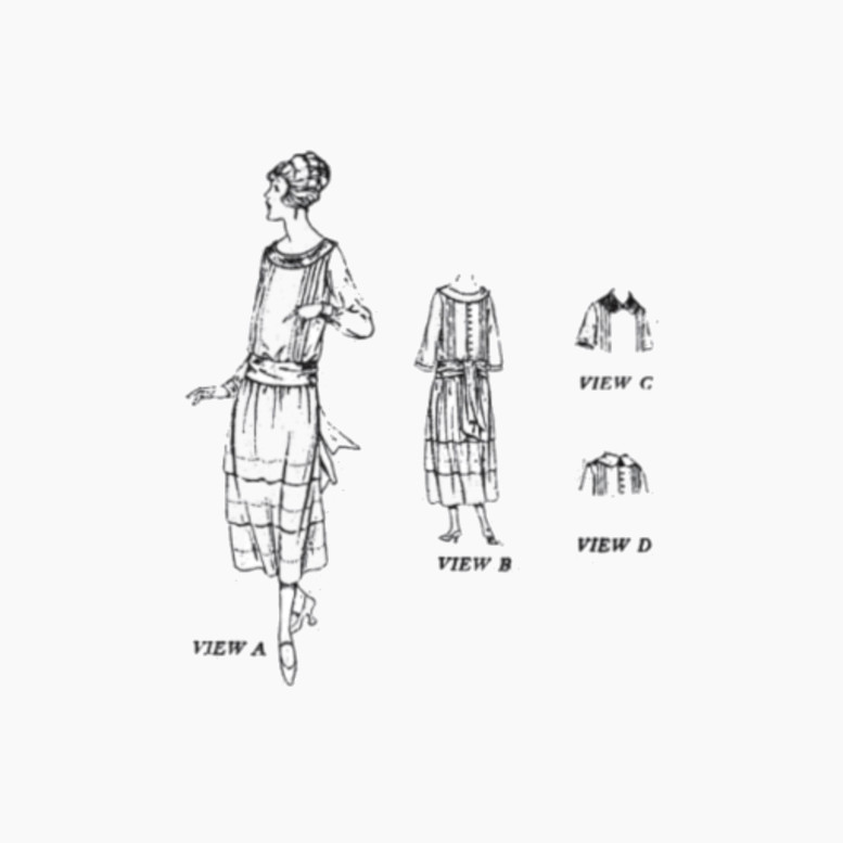 Past Patterns 3110 - 1920s Dress with Shirt Waist  Sewing Pattern bust sizes 34"