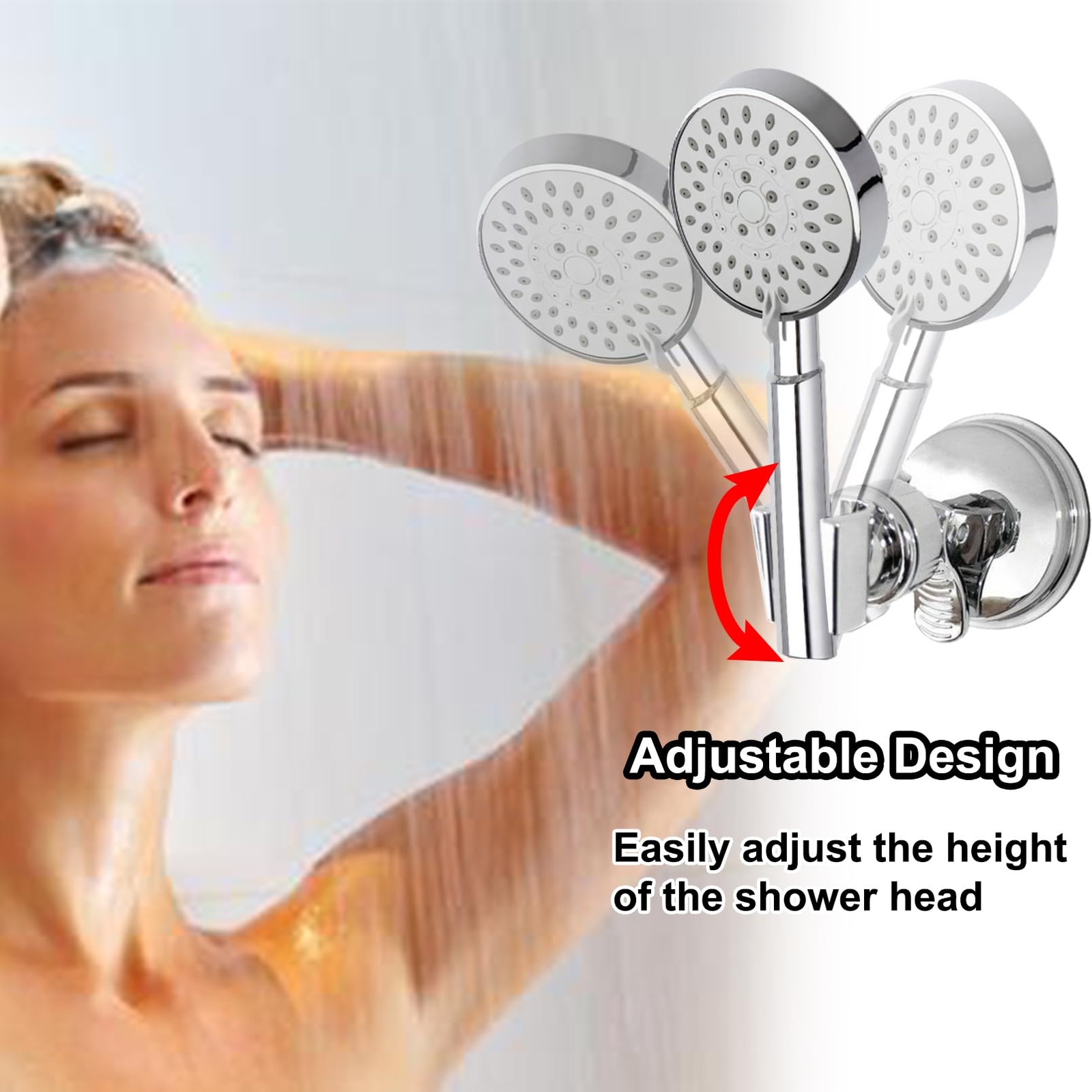 Strong Self-Adhesive Shower Head Holder Adjustable Wall Mount Shower Bracketd