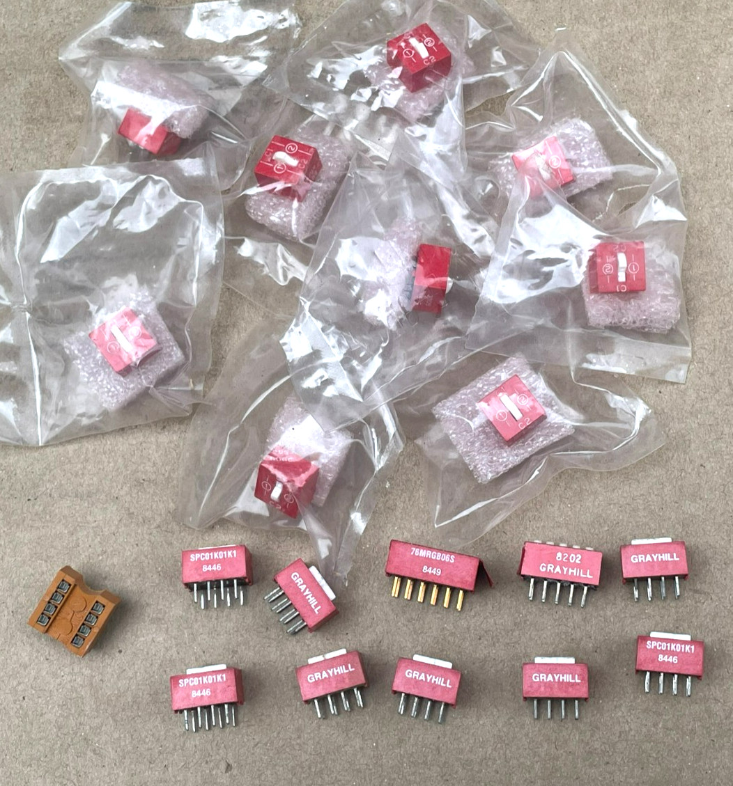 Assorted Brands Hole DIP Switches, 6 Pin / 8 Pin / 10 Pin /12 Pin (Lot of 20)
