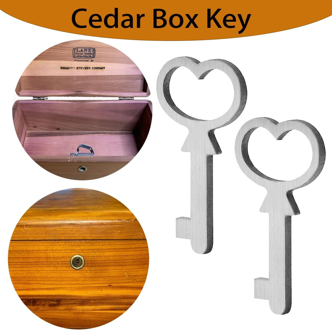 Cedar Box Key, Replacement for Lane Mini Keepsake Boxes, Key Lock, Metal, 2PC