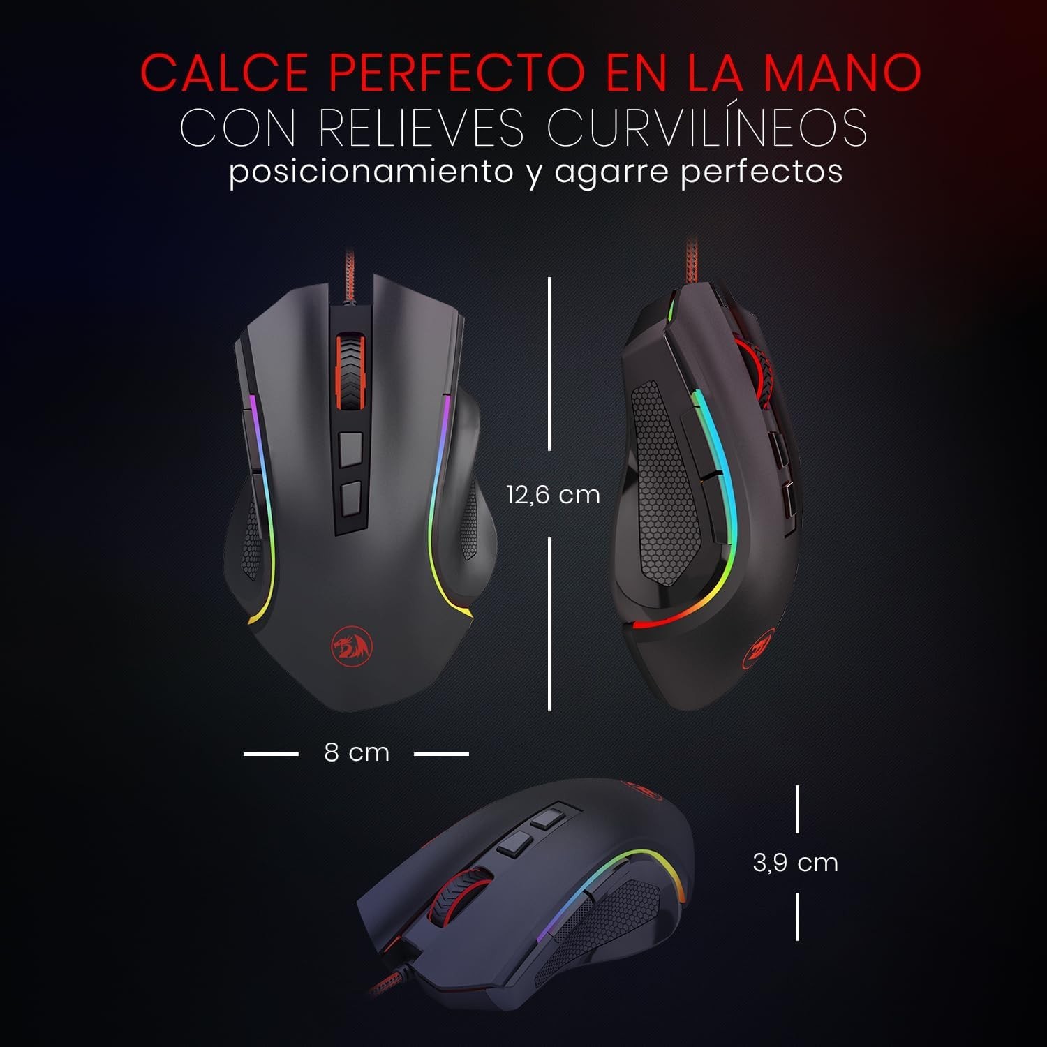 M602 Gaming Mouse, Ergonomic RGB Gaming Mouse Wired with 7200 Adjustable DPI,...