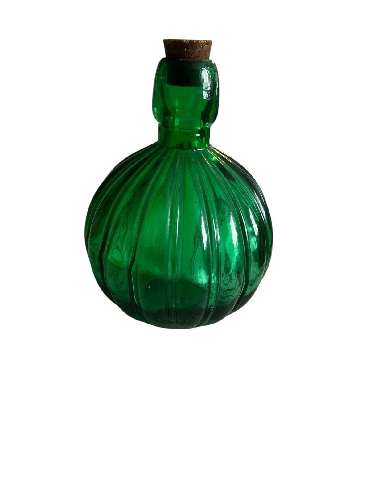 VTG Green Glass Decanter Round Trim with Stopper Liquor Whiskey Made in Spain