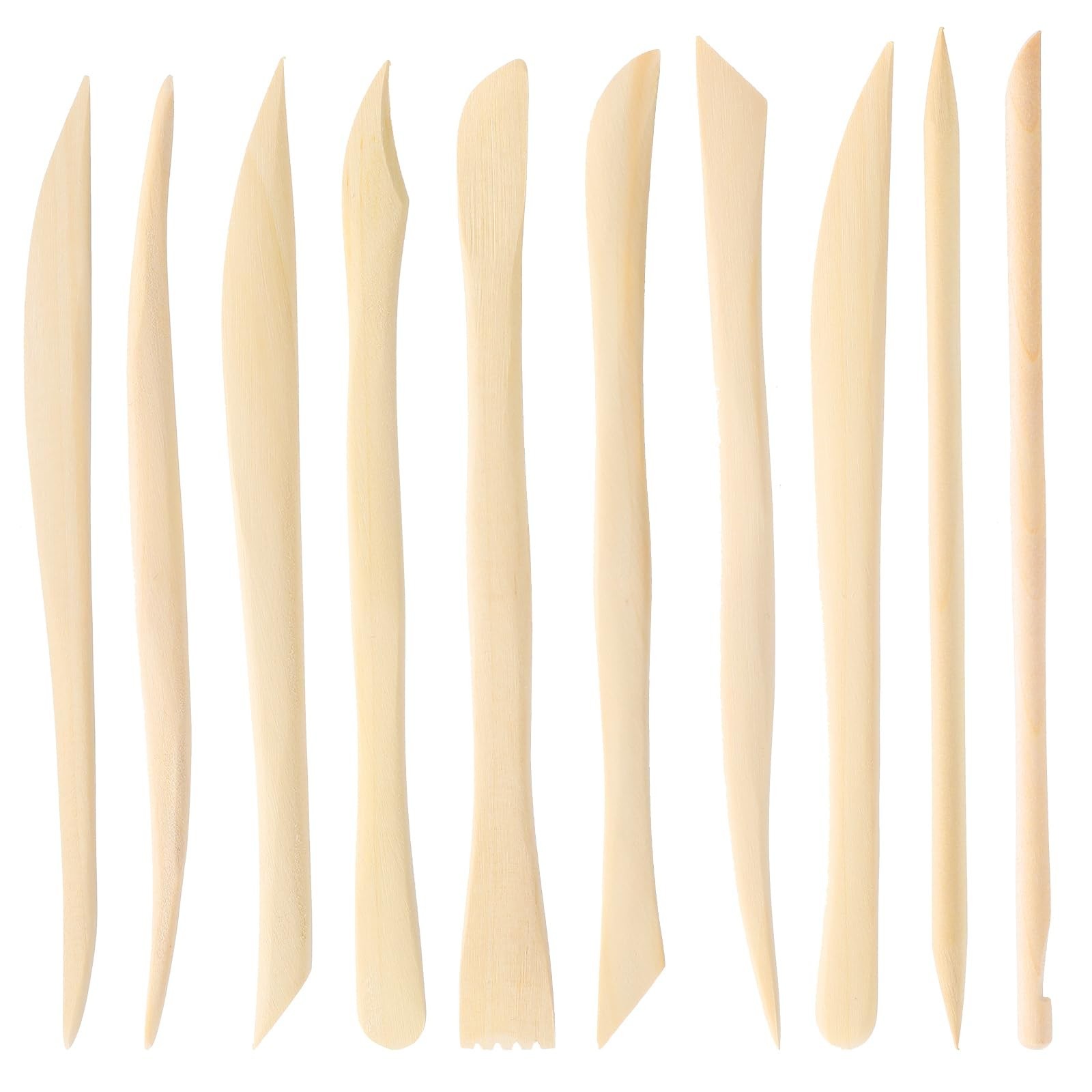 10Pcs Wooden Clay Sculpting Tools, 6.2'' Smooth Double Ended Clay Modeling To...