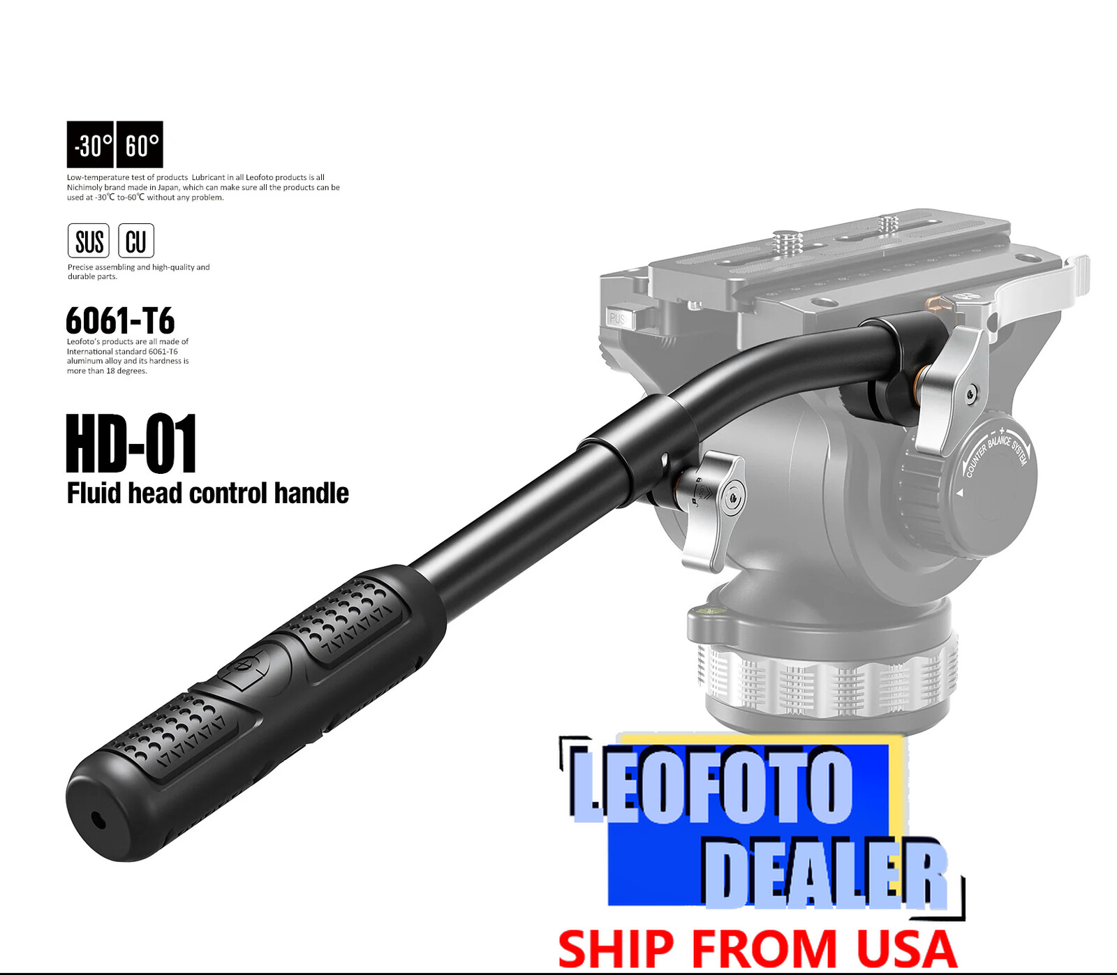 Leofoto HD-01 Handle for BV-30/M, BV-20/K, BV-15 Fluid Heads - HD-01