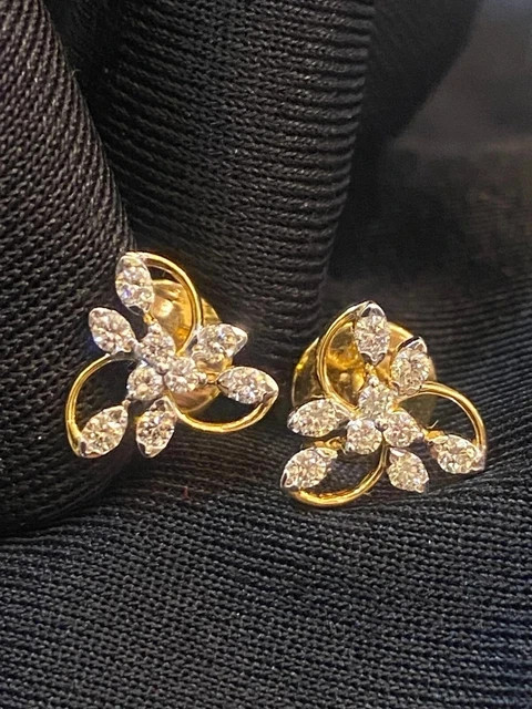 1.10Ct Round Cut Lab Created Diamond 14K Yellow Gold Plated Women Stud Earring