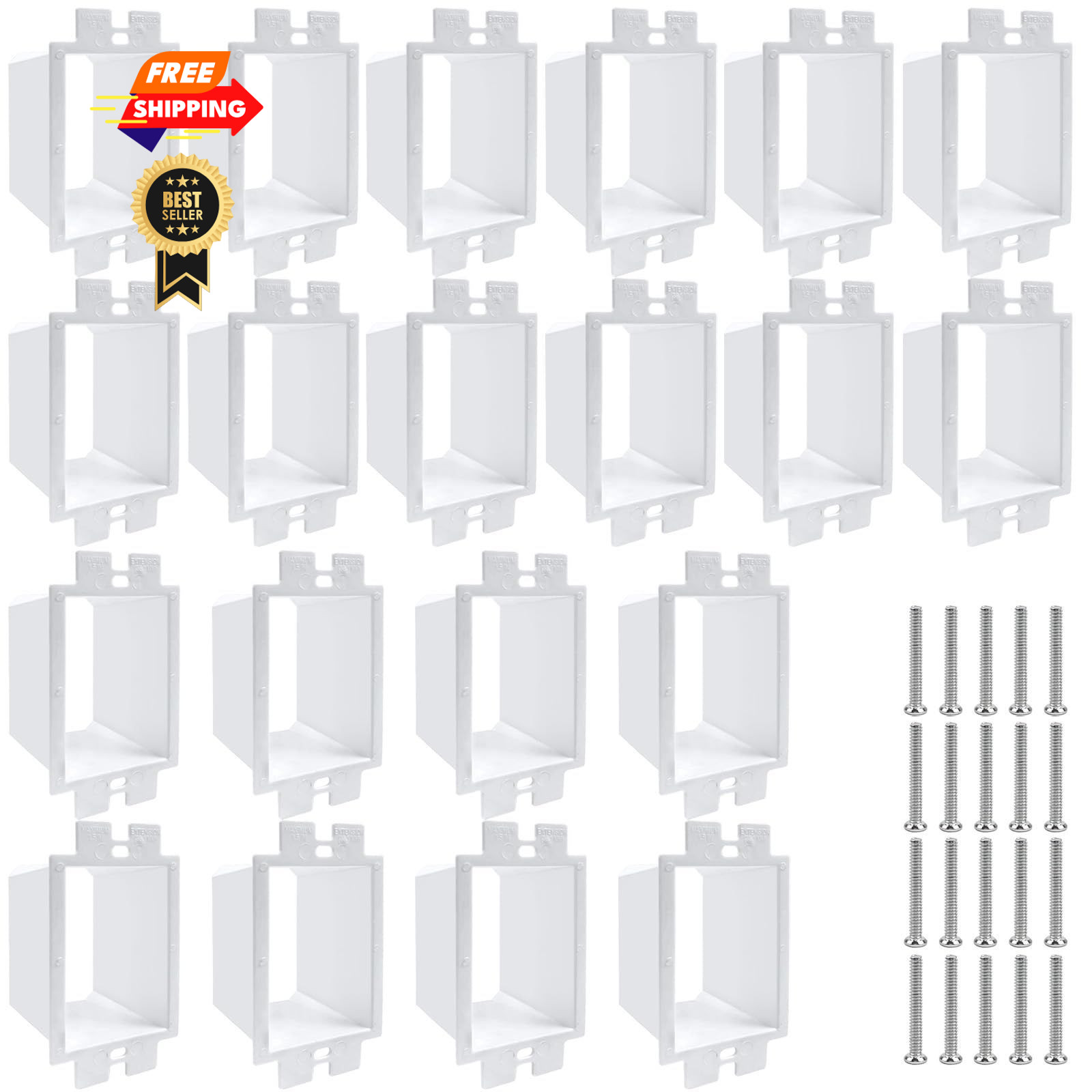 20 PCS BE1-2 Electrical Outlet Box Extenders with 40PCS Screws, white