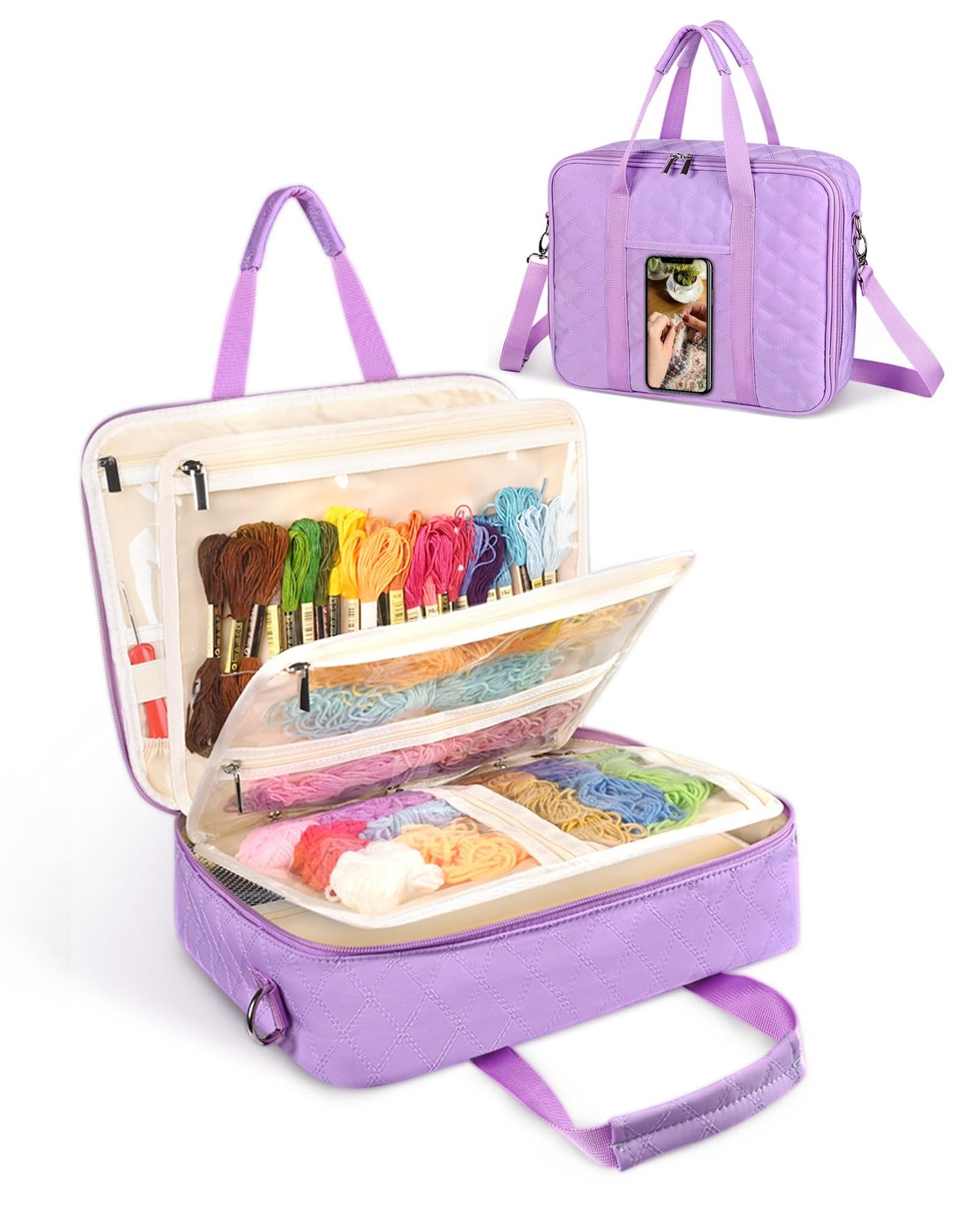 Telawsfun Sewing Supply Storage Bag with 12.9 x 10.2 x 3.1 inches, Purple