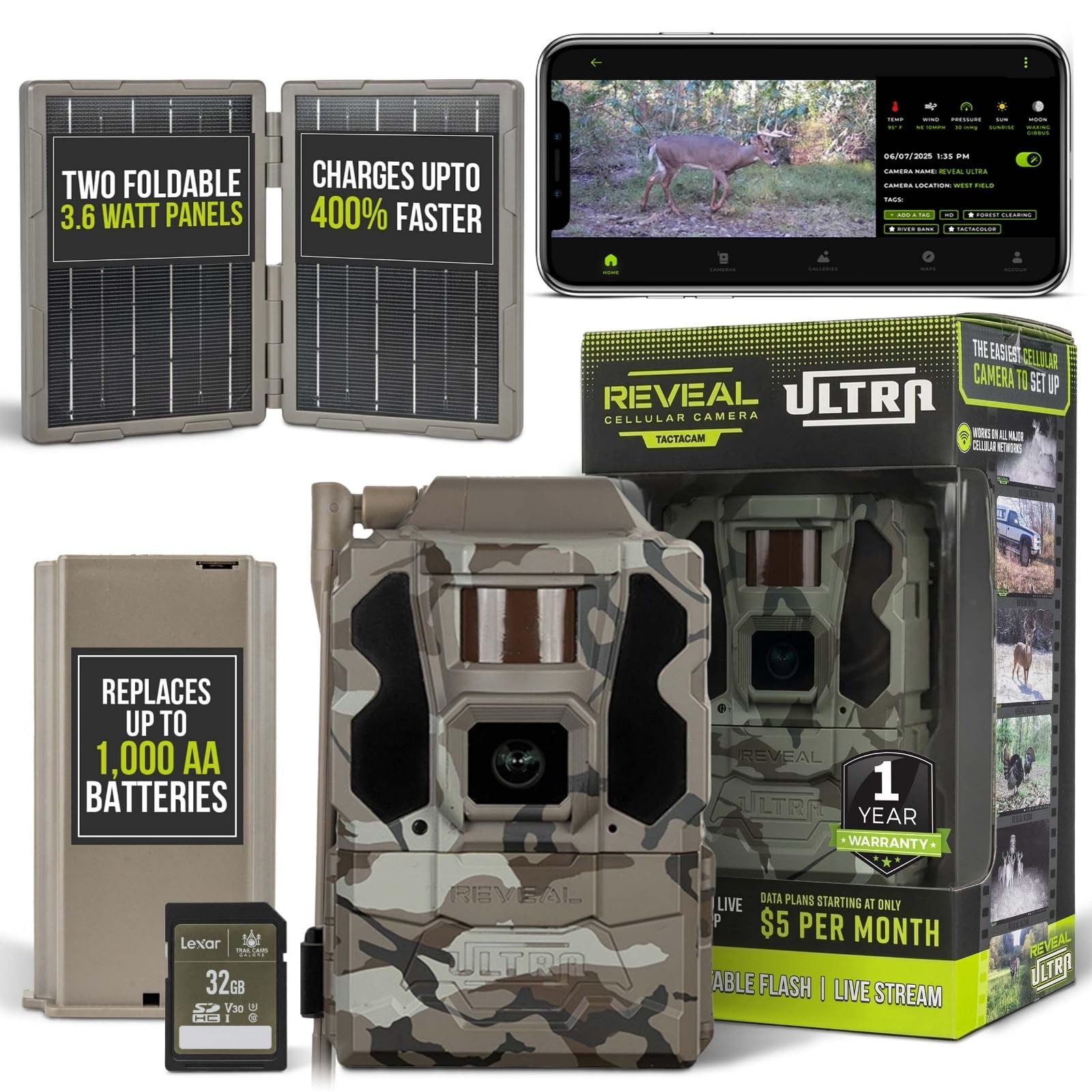 TACTACAM REVEAL Ultra Cellular Trail Camera 4K Photo 1080p Video GPS LTE