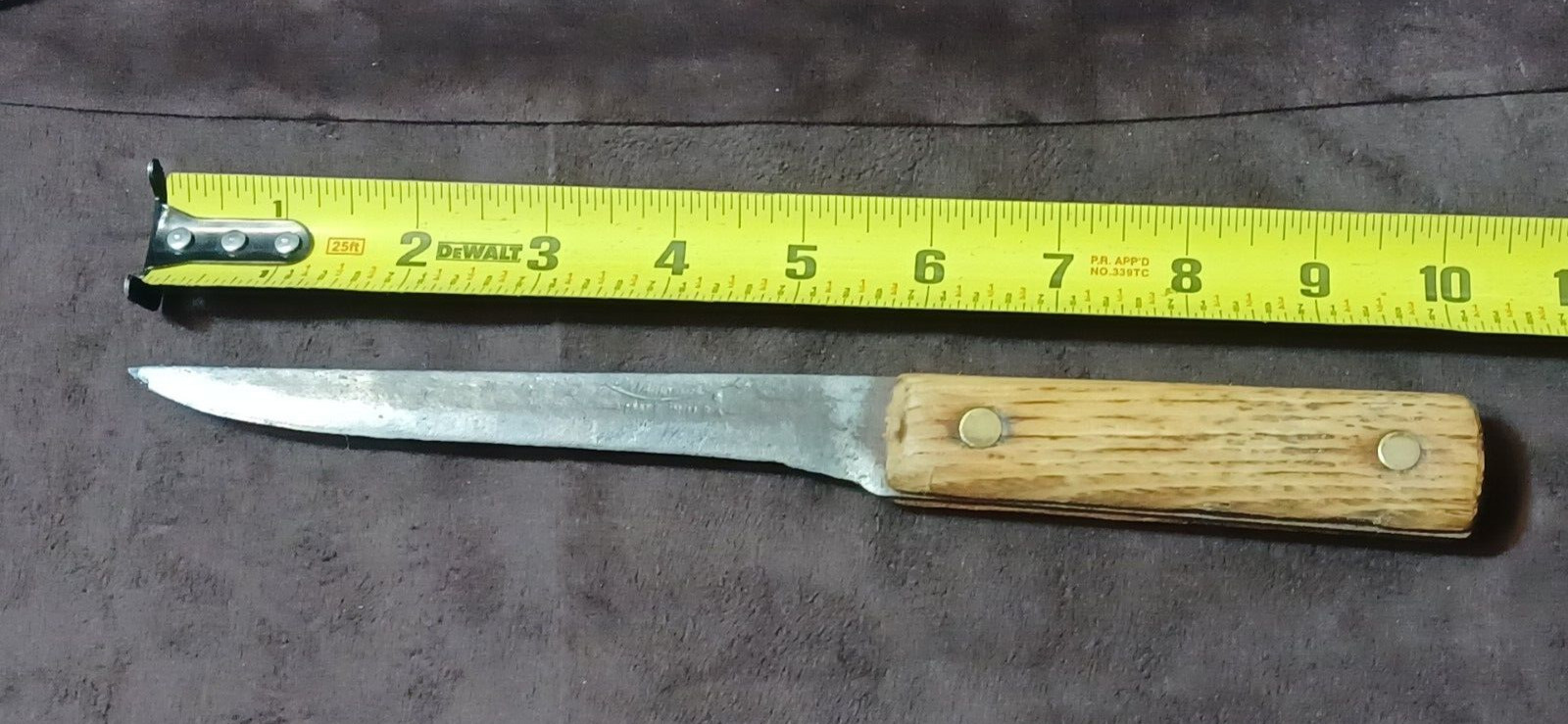 Vtg Old Ontario Knife Co, Hi-Carbon Steel, 5.75" Utility Knife W/ Wood Scales
