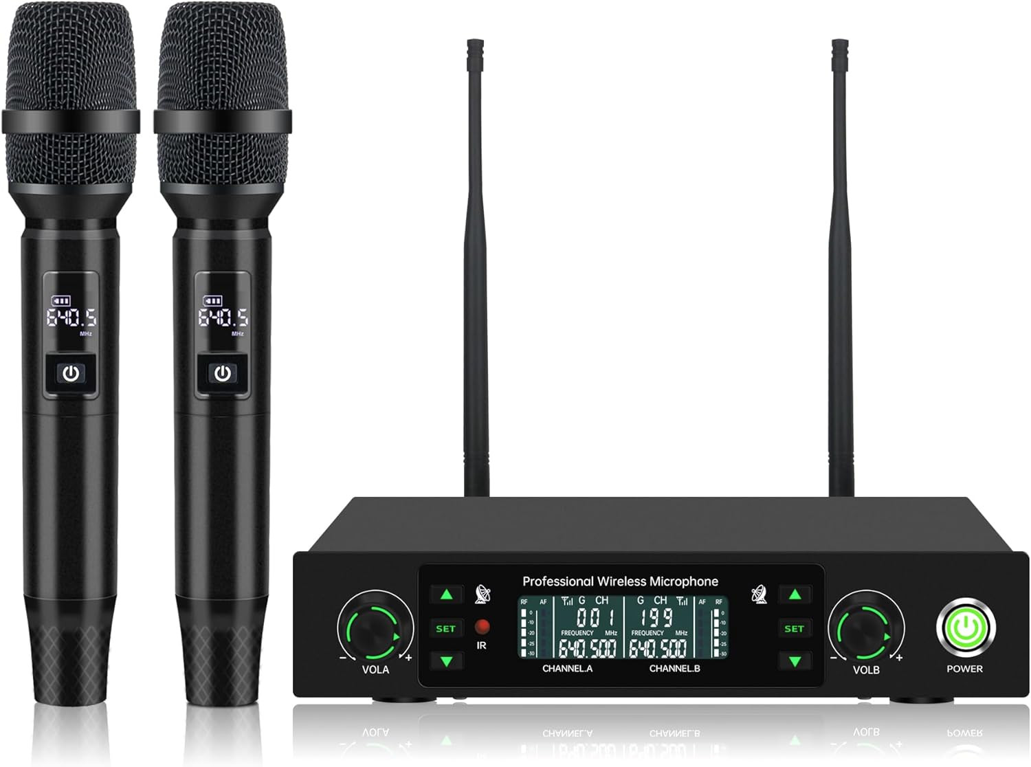 Wireless Microphone System, 500Ft Range, 40H Playtime for Karaoke & Events
